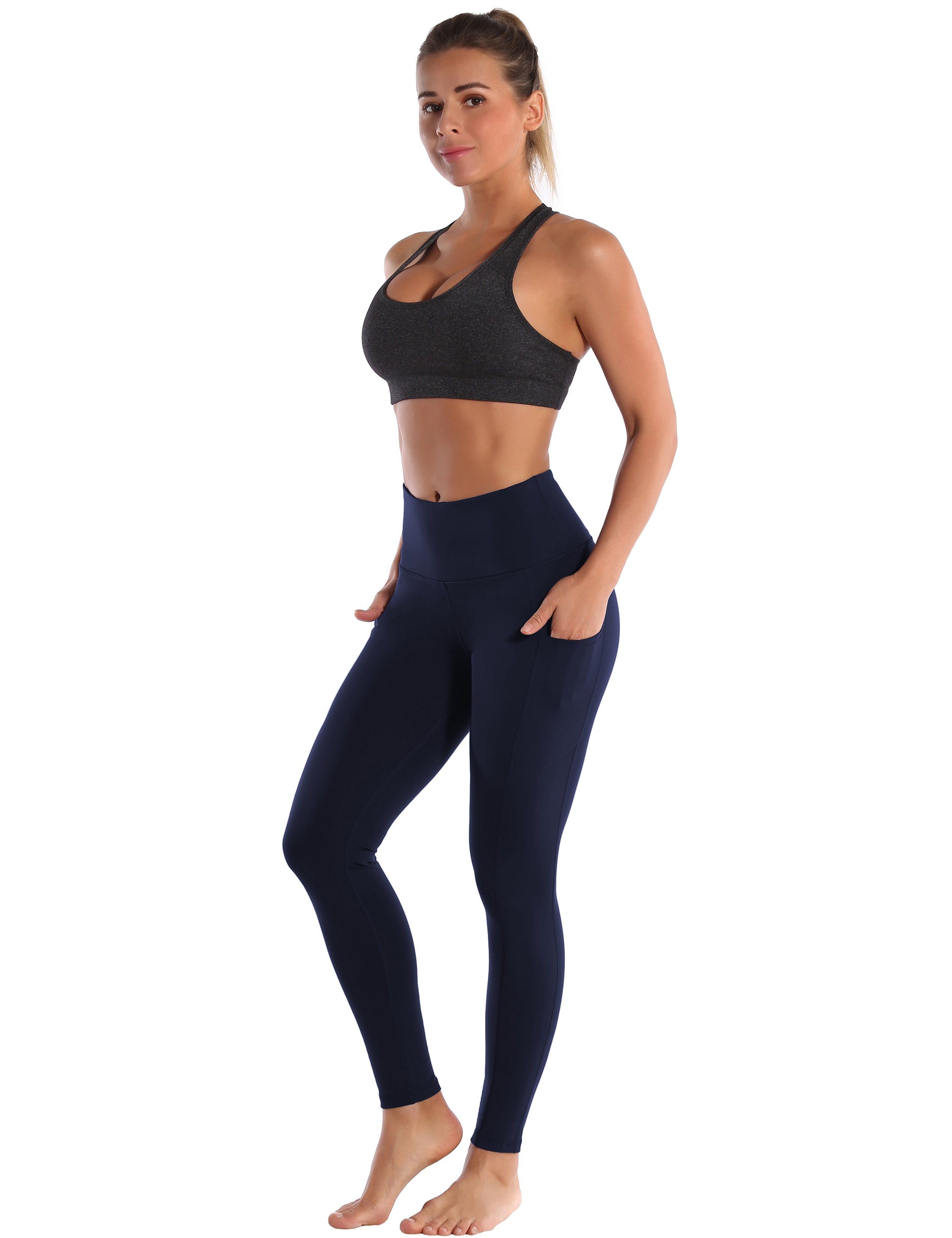 Hip Line Side Pockets Golf Pants darknavy Sexy Hip Line Side Pockets 75%Nylon/25%Spandex Fabric doesn't attract lint easily 4-way stretch No see-through Moisture-wicking Tummy control Inner pocket Two lengths