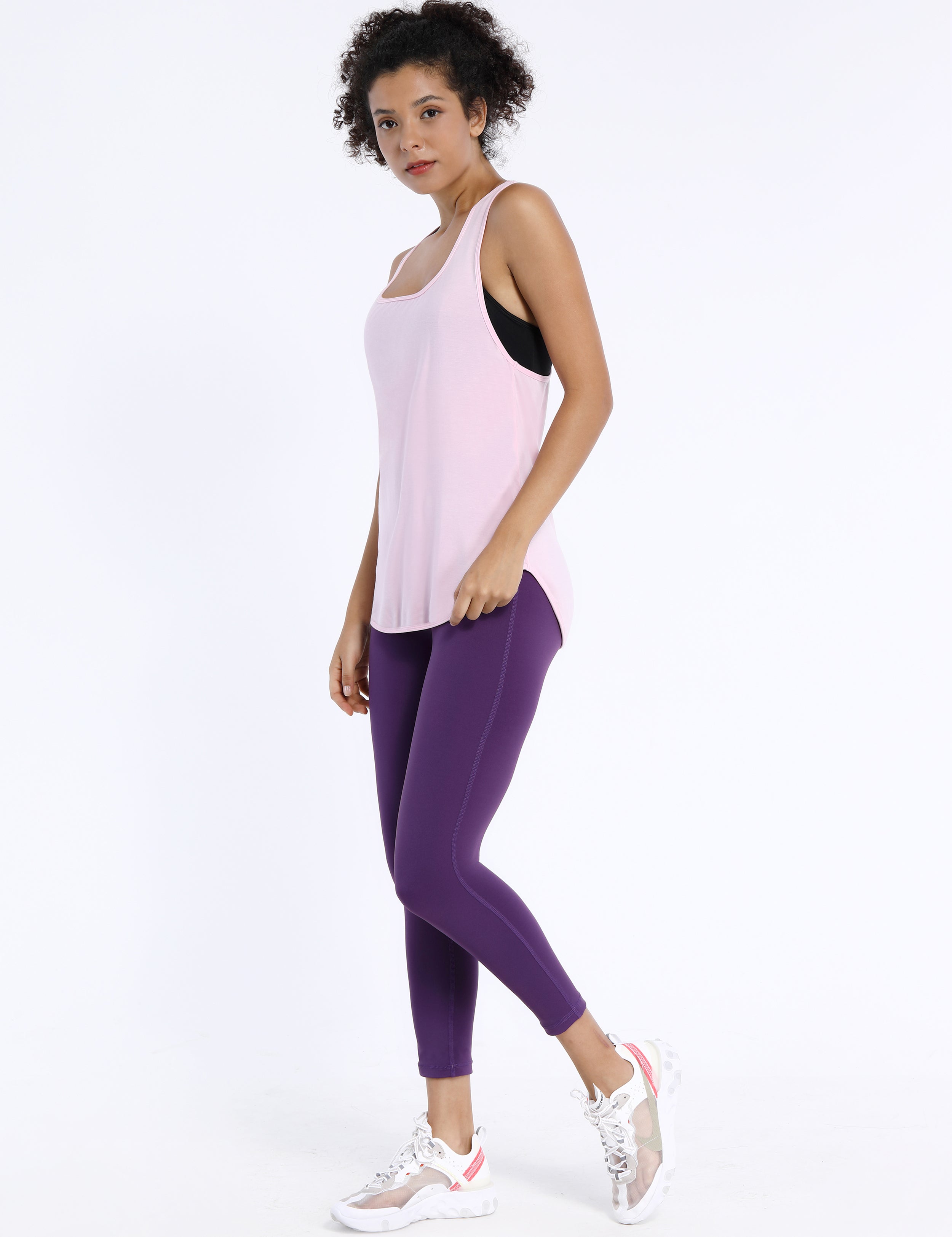 Loose Fit Racerback Tank Top lightpink Designed for On the Move Loose fit 93%Modal/7%Spandex Four-way stretch Naturally breathable Super-Soft, Modal Fabric