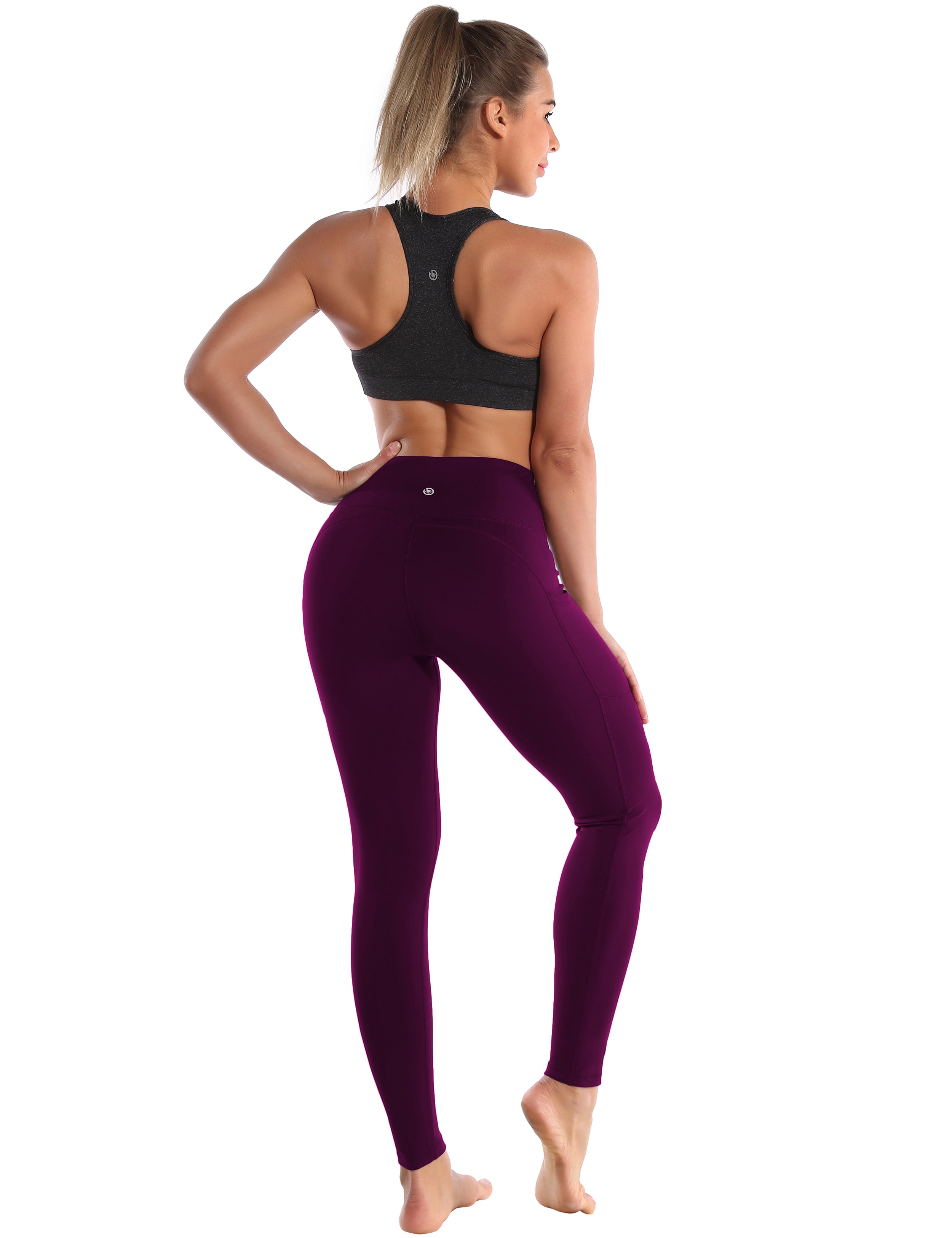 Hip Line Side Pockets Pilates Pants plum Sexy Hip Line Side Pockets 75%Nylon/25%Spandex Fabric doesn't attract lint easily 4-way stretch No see-through Moisture-wicking Tummy control Inner pocket Two lengths