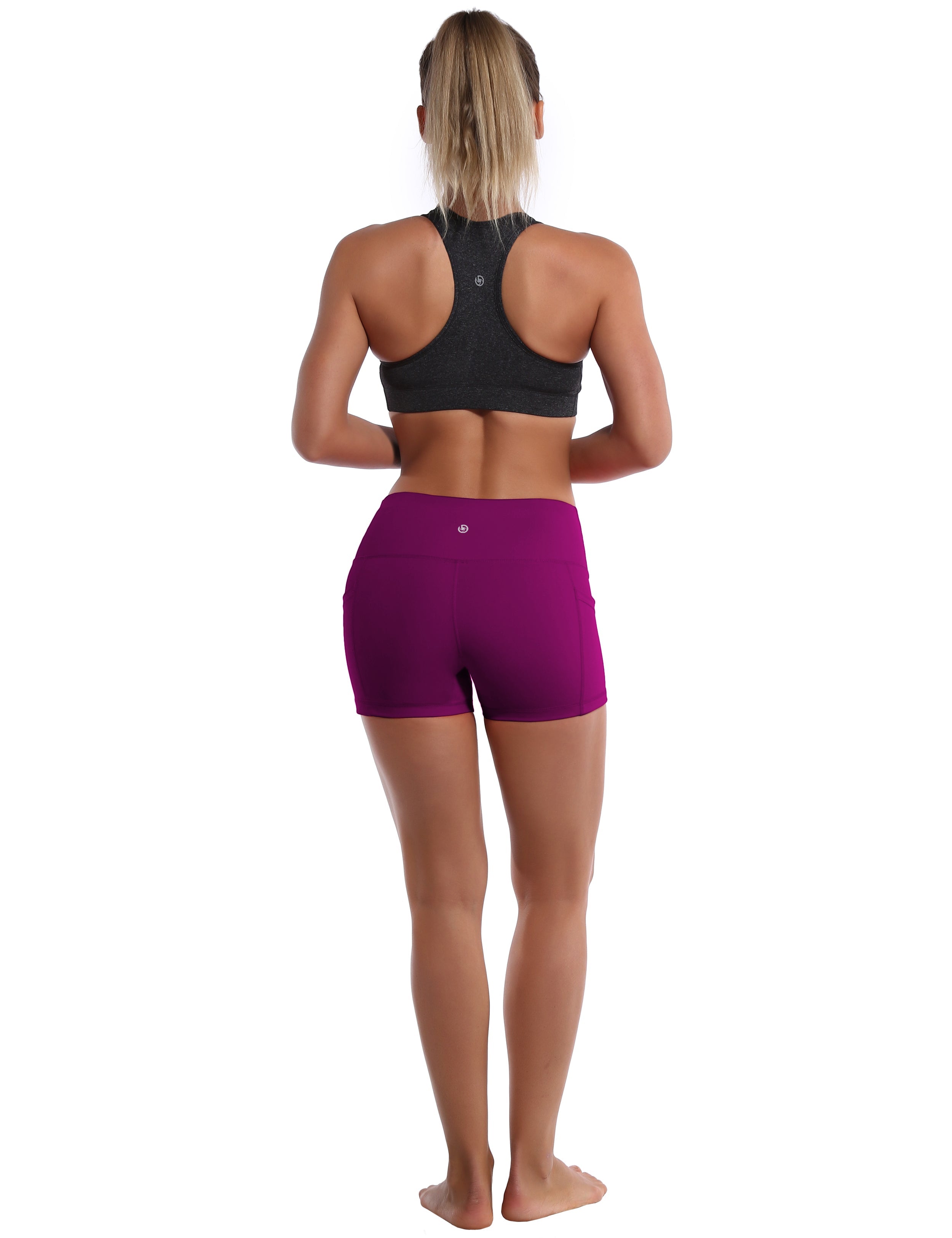 2.5" Side Pockets Yoga Shorts grapevine Sleek, soft, smooth and totally comfortable: our newest sexy style is here. Softest-ever fabric High elasticity High density 4-way stretch Fabric doesn't attract lint easily No see-through Moisture-wicking Machine wash 78% Polyester, 22% Spandex