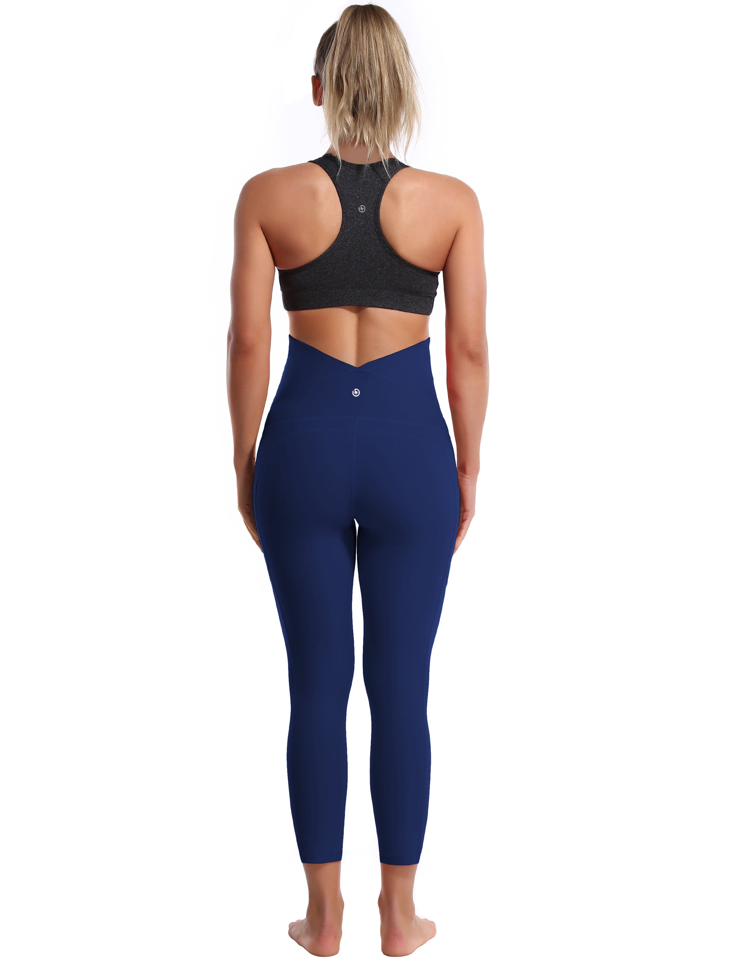 22" Side Pockets Maternity Gym Pants navy 87%Nylon/13%Spandex Softest-ever fabric High elasticity 4-way stretch Fabric doesn't attract lint easily No see-through Moisture-wicking Machine wash