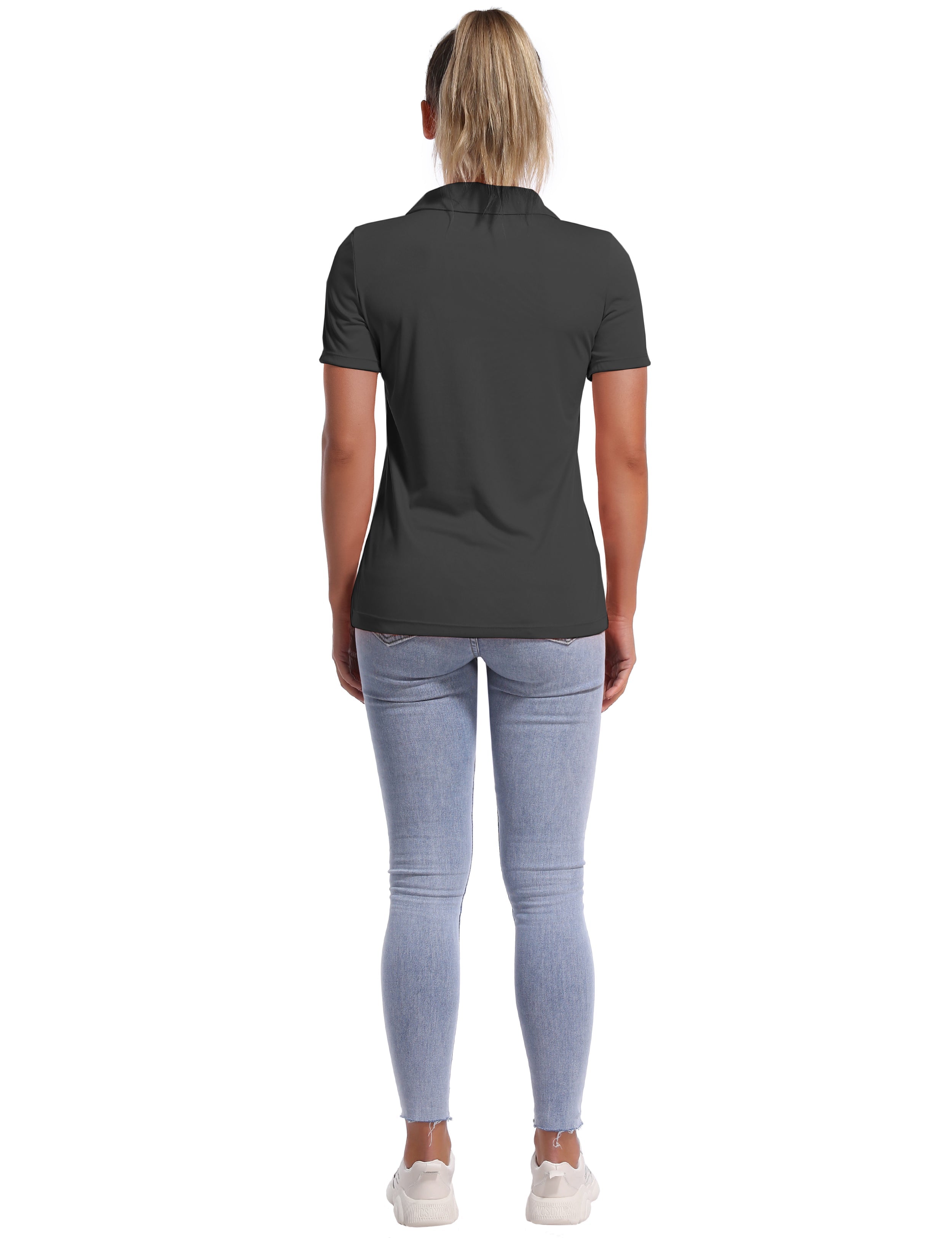Short Sleeve Slim Fit Polo Shirt shadowcharcoal_Pilates