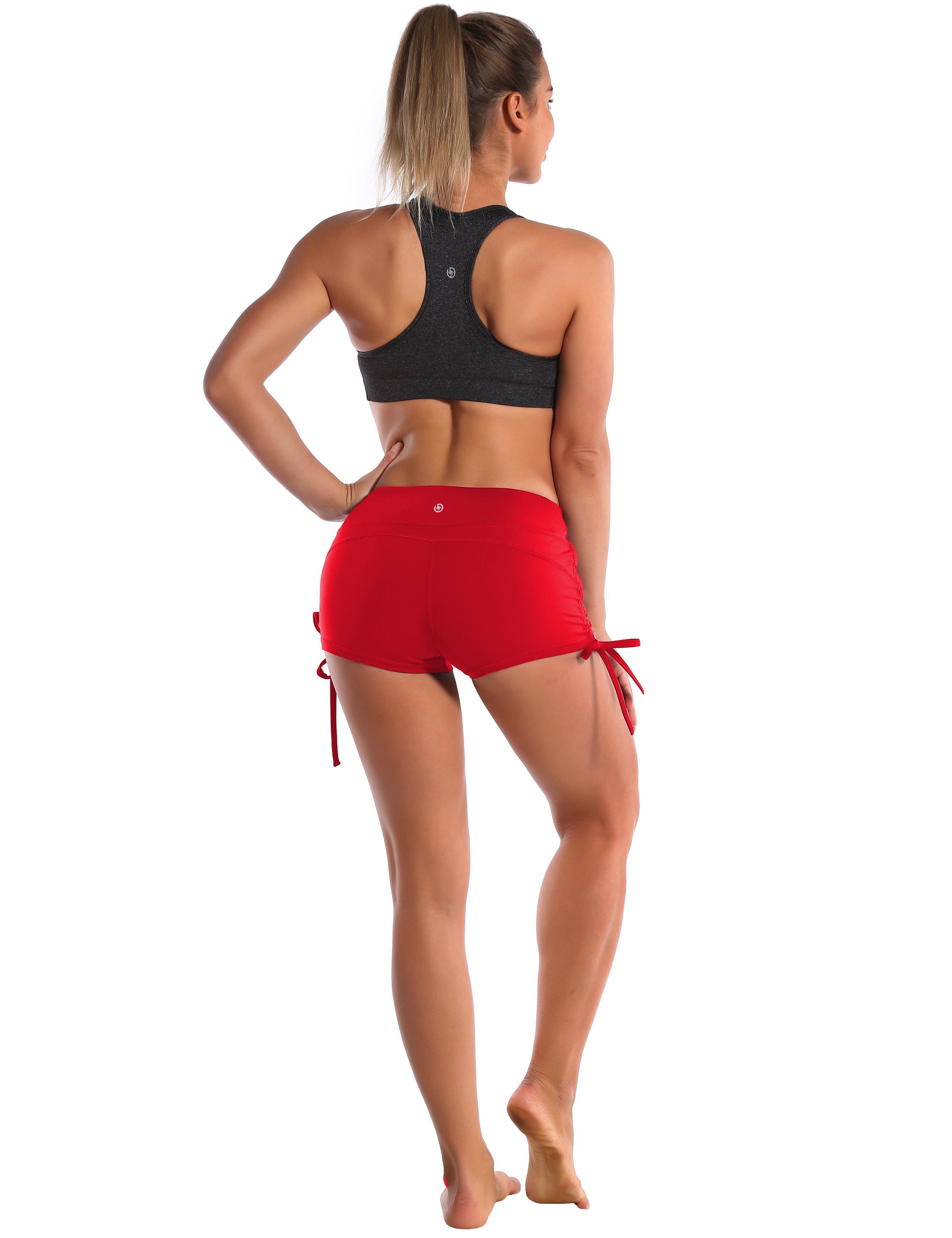 Side Drawstring Hot Shorts scarlet ins_yoga