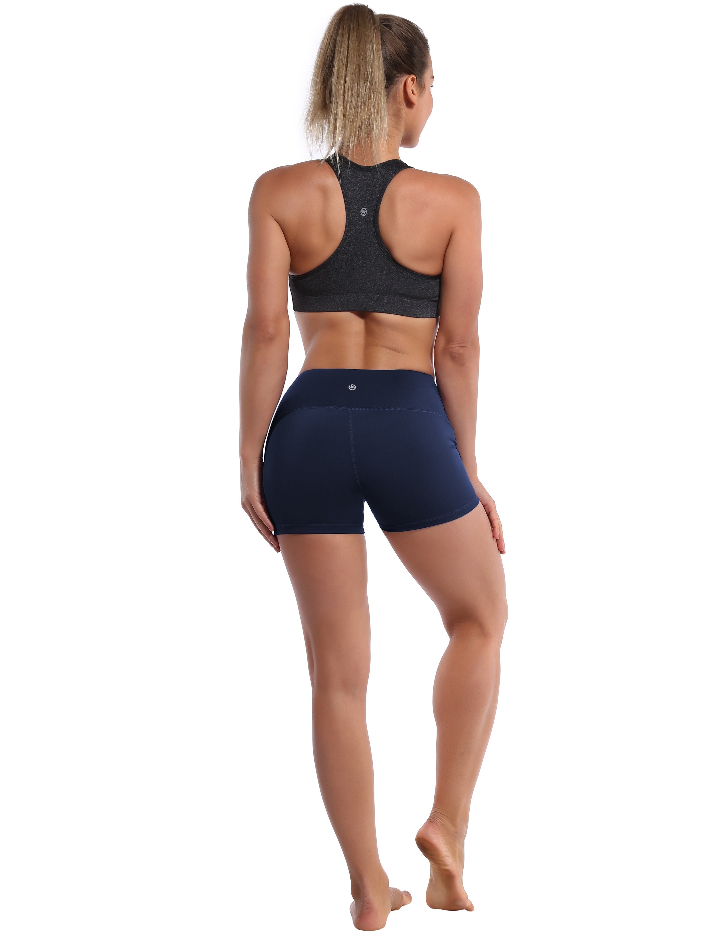 2.5" Pilates Shorts darknavy Softest-ever fabric High elasticity High density 4-way stretch Fabric doesn't attract lint easily No see-through Moisture-wicking Machine wash 75% Nylon, 25% Spandex