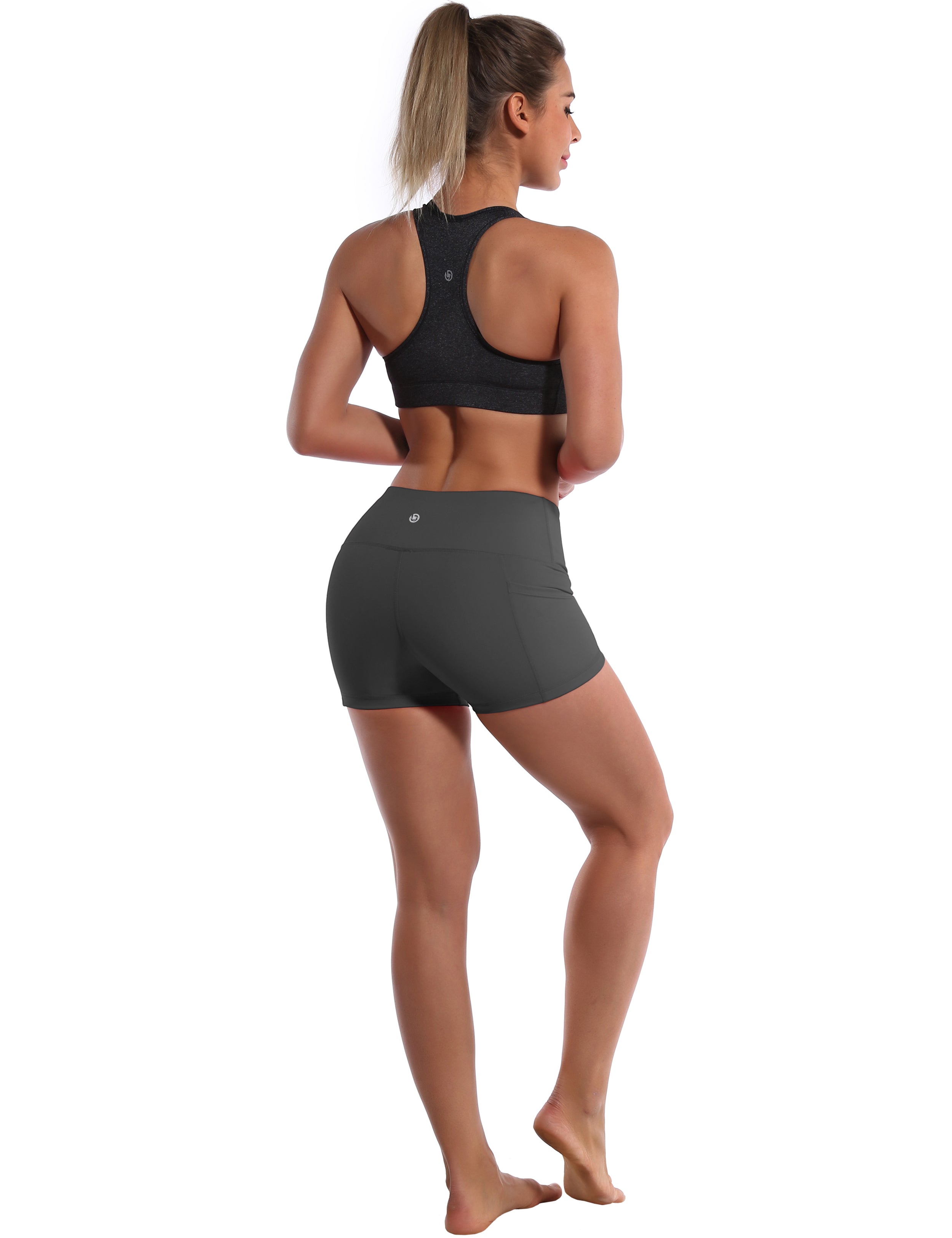 2.5" Side Pockets Jogging Shorts shadowcharcoal Sleek, soft, smooth and totally comfortable: our newest sexy style is here. Softest-ever fabric High elasticity High density 4-way stretch Fabric doesn't attract lint easily No see-through Moisture-wicking Machine wash 78% Polyester, 22% Spandex