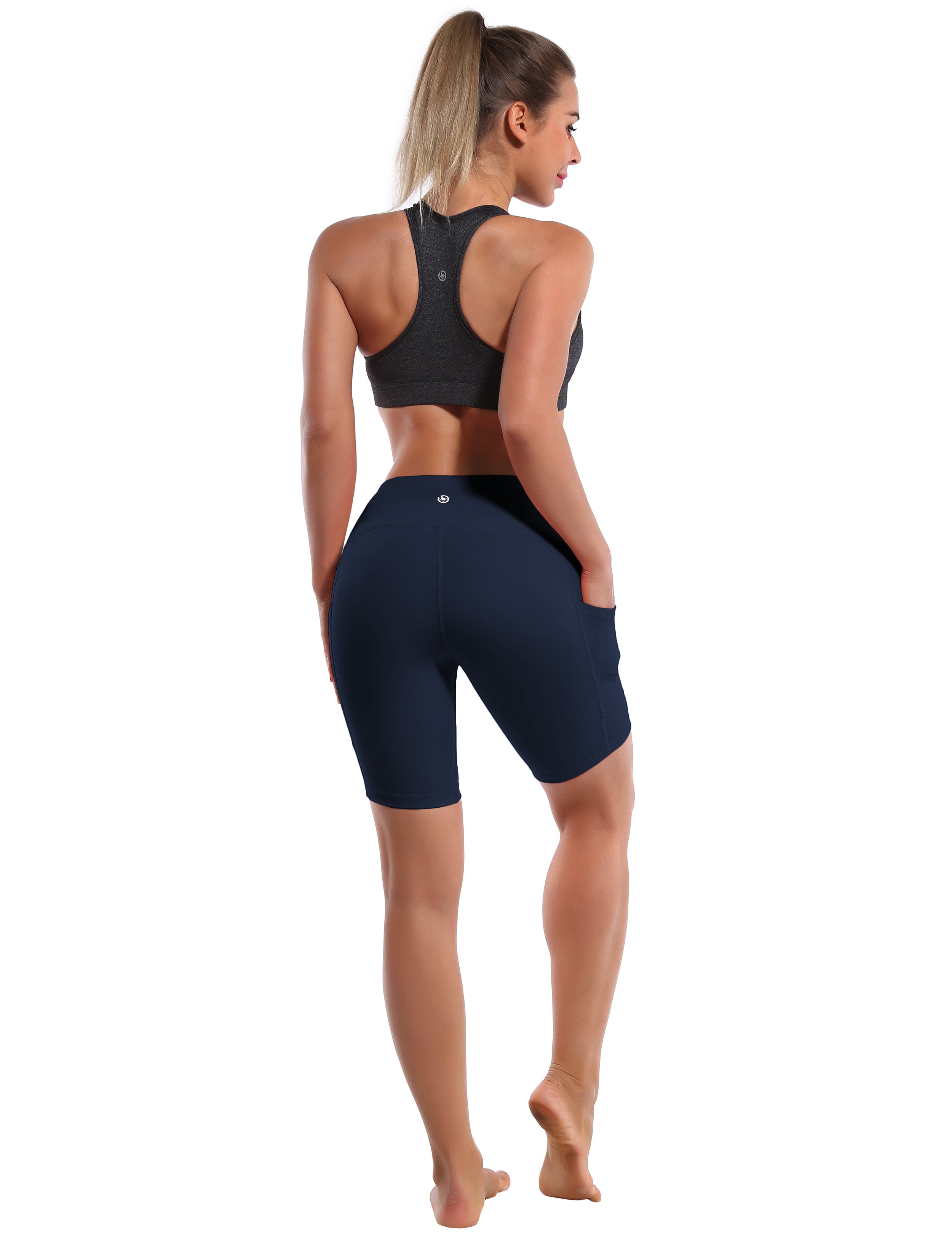 8" Side Pockets Biking Shorts darknavy Sleek, soft, smooth and totally comfortable: our newest style is here. Softest-ever fabric High elasticity High density 4-way stretch Fabric doesn't attract lint easily No see-through Moisture-wicking Machine wash 75% Nylon, 25% Spandex