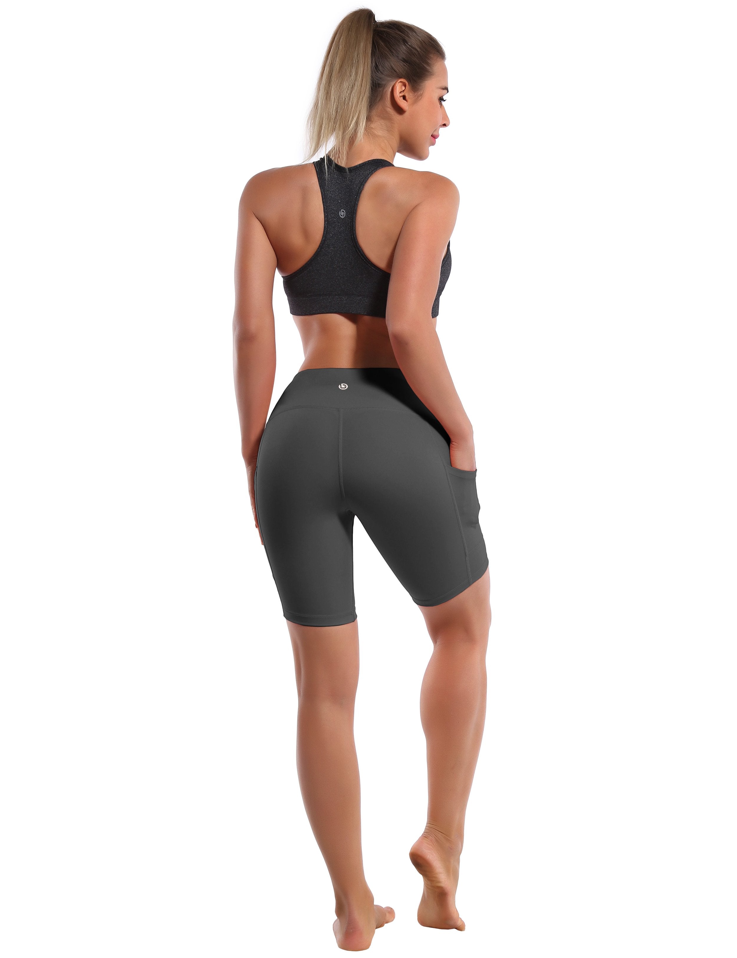 8" Side Pockets Yoga Shorts shadowcharcoal Sleek, soft, smooth and totally comfortable: our newest style is here. Softest-ever fabric High elasticity High density 4-way stretch Fabric doesn't attract lint easily No see-through Moisture-wicking Machine wash 75% Nylon, 25% Spandex