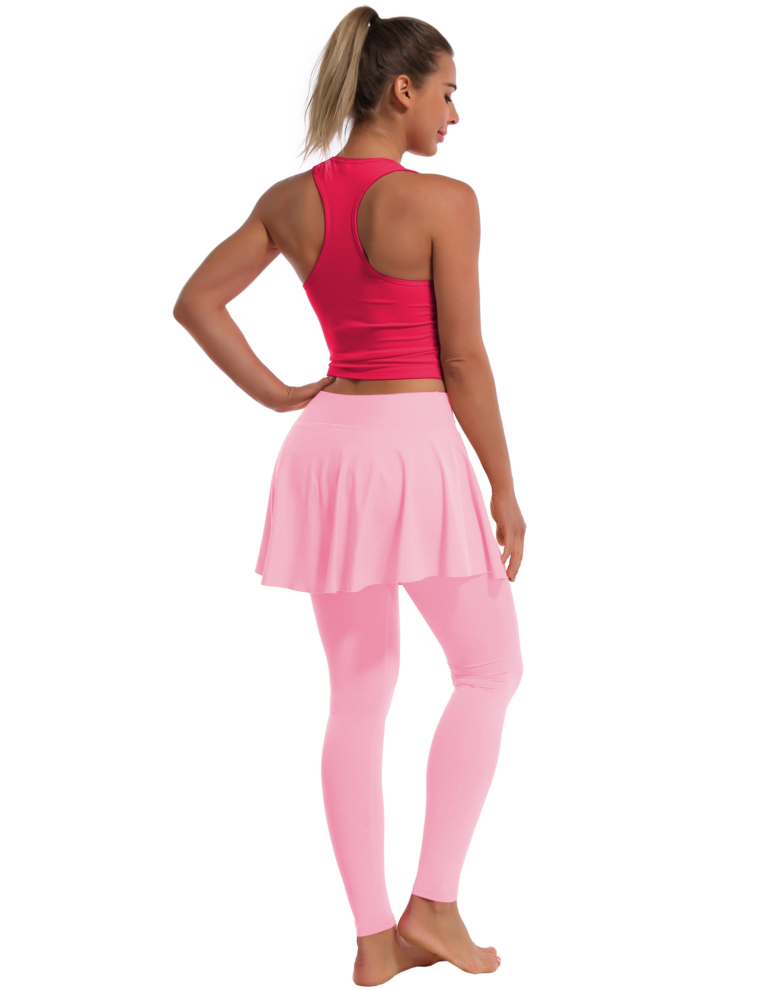 Athletic Tennis Golf Skort with Pocket Shorts lightpink 80%Nylon/20%Spandex UPF 50+ sun protection Elastic closure Lightweight, Wrinkle Moisture wicking Quick drying Secure & comfortable two layer Hidden pocket