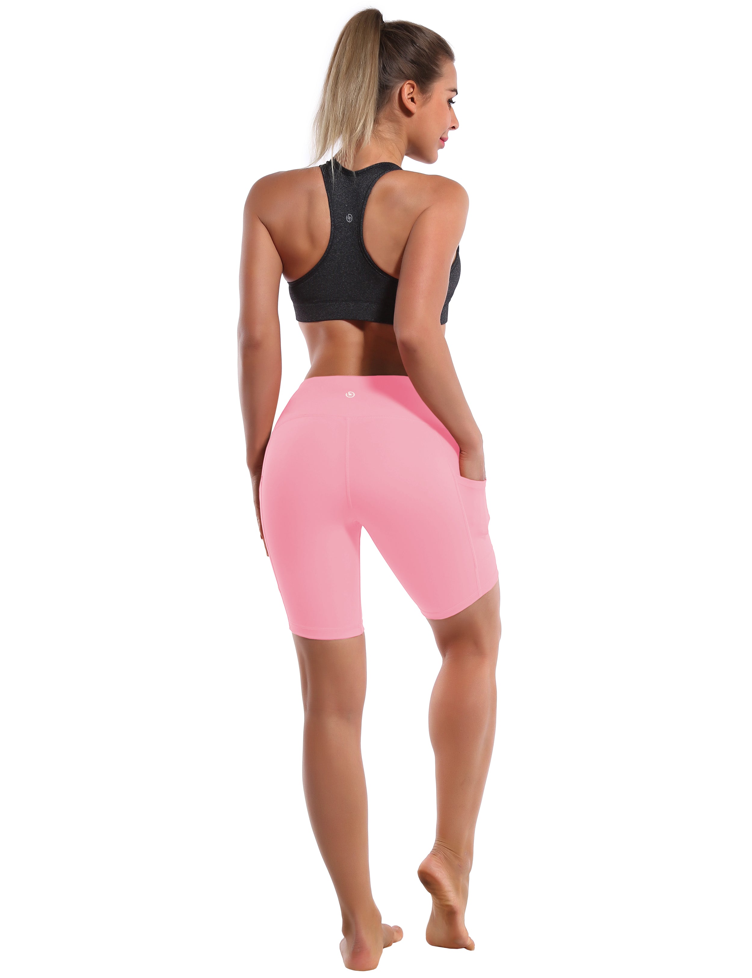 8" Side Pockets Yoga Shorts lemonadepink Sleek, soft, smooth and totally comfortable: our newest style is here. Softest-ever fabric High elasticity High density 4-way stretch Fabric doesn't attract lint easily No see-through Moisture-wicking Machine wash 75% Nylon, 25% Spandex