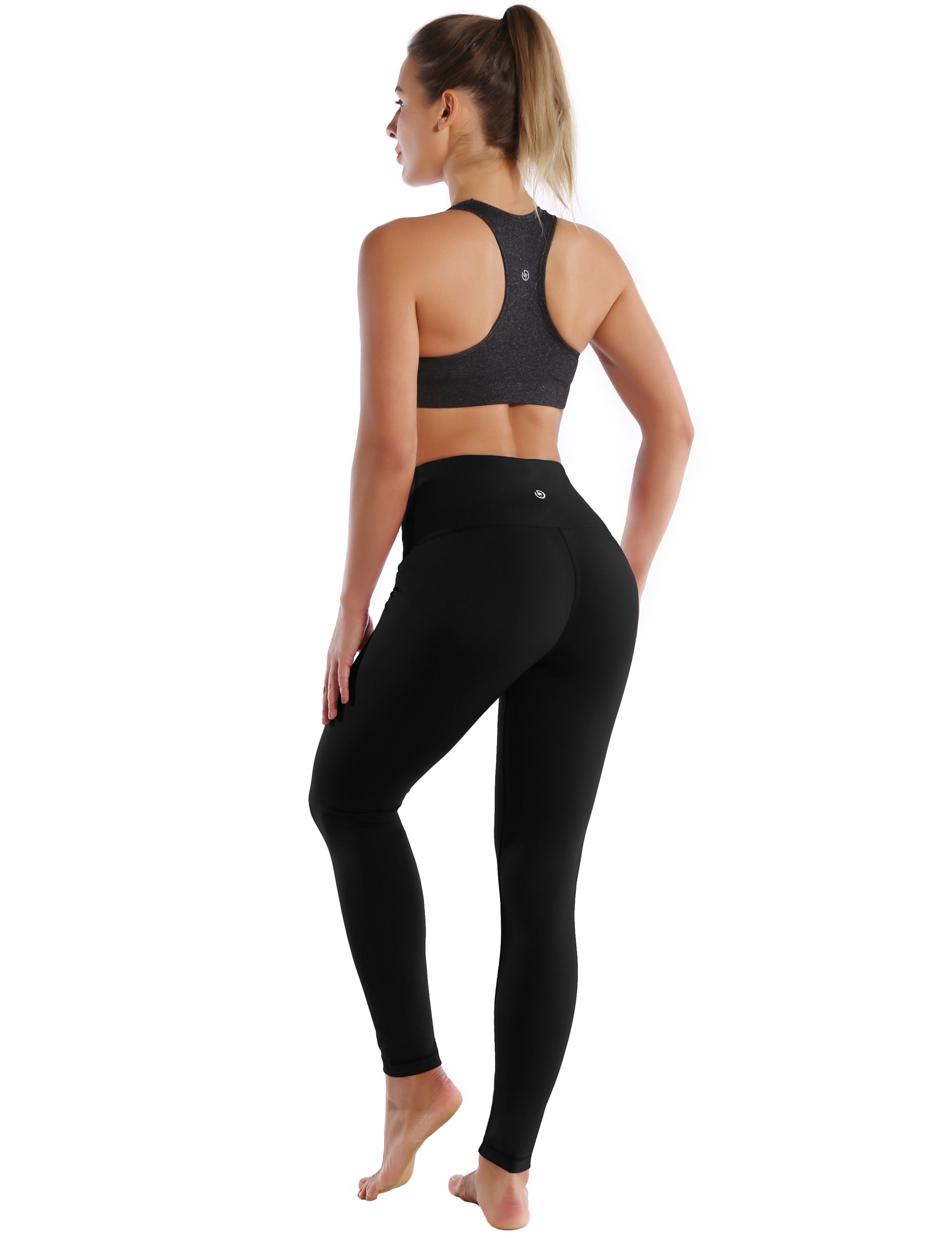 High Waist Yoga Pants black 75%Nylon/25%Spandex Fabric doesn't attract lint easily 4-way stretch No see-through Moisture-wicking Tummy control Inner pocket Four lengths