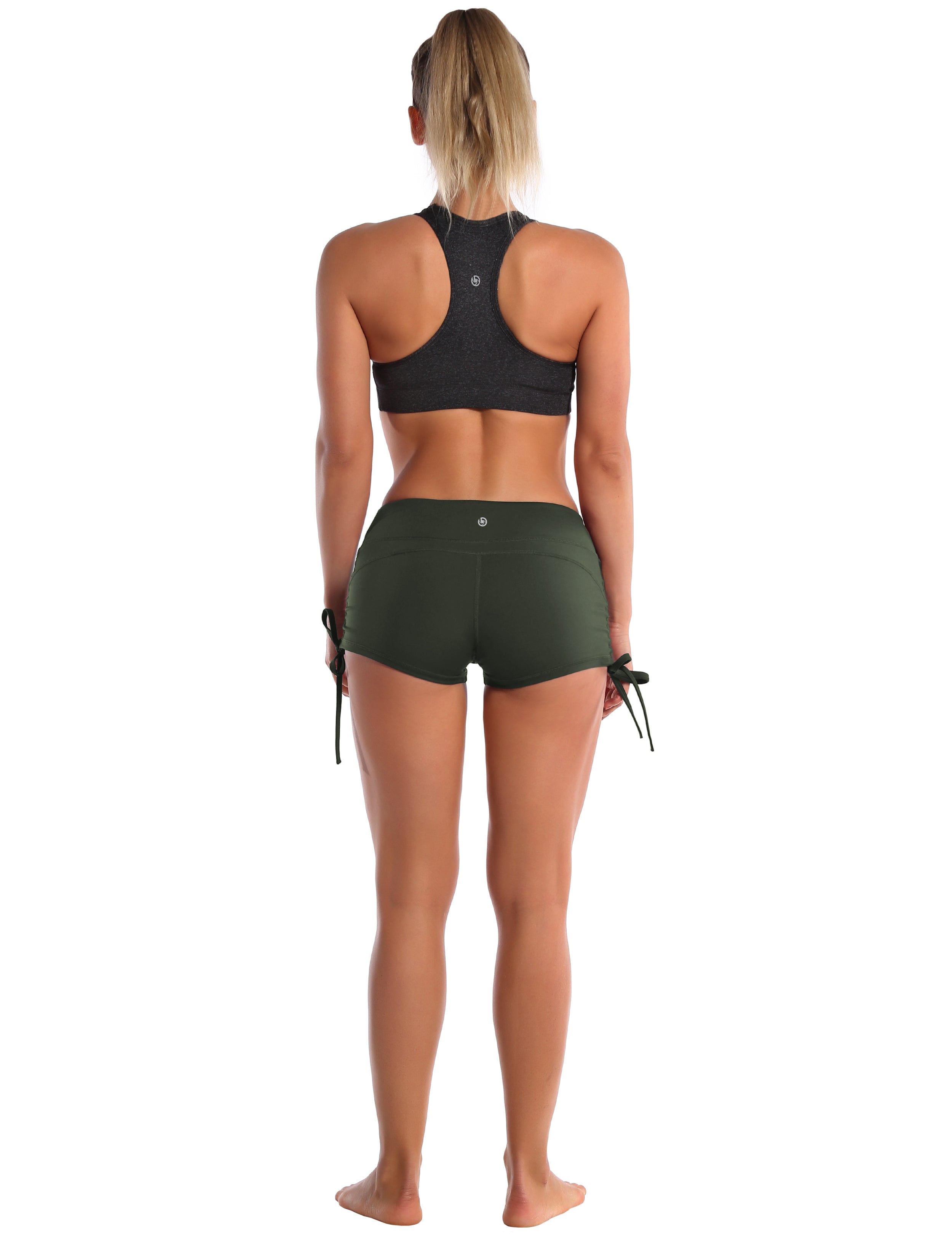 Side Drawstring Hot Shorts olivegray_Jogging