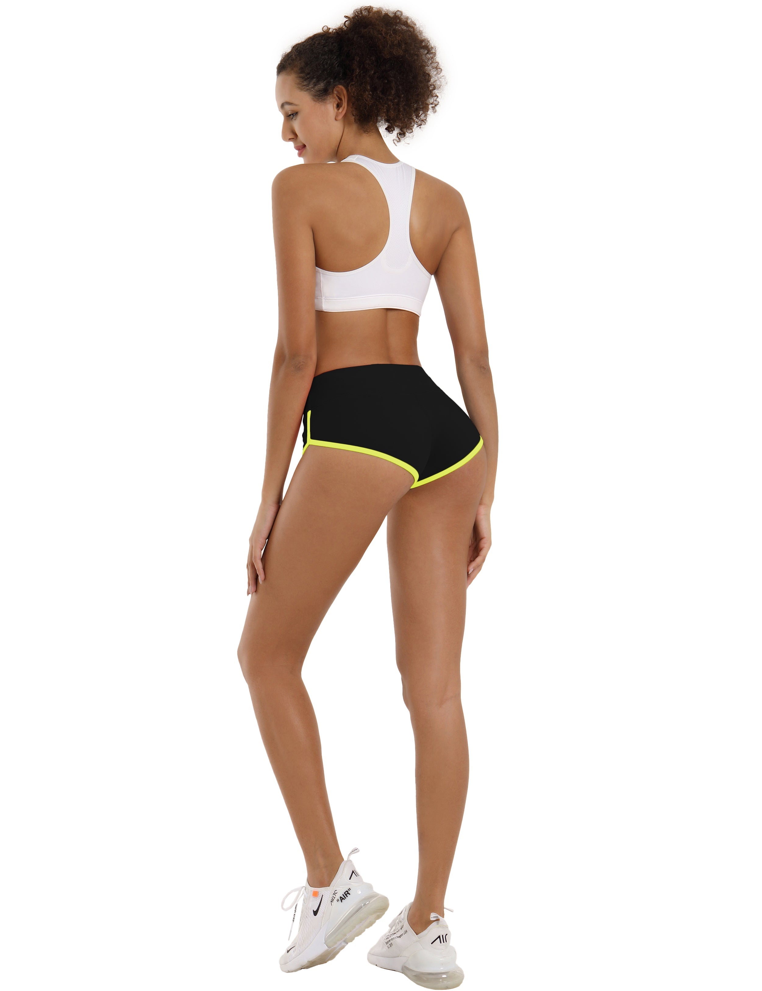 Sexy Booty Gym Shorts black_fluorescentyellow Sleek, soft, smooth and totally comfortable: our newest sexy style is here. Softest-ever fabric High elasticity High density 4-way stretch Fabric doesn't attract lint easily No see-through Moisture-wicking Machine wash 75%Nylon/25%Spandex