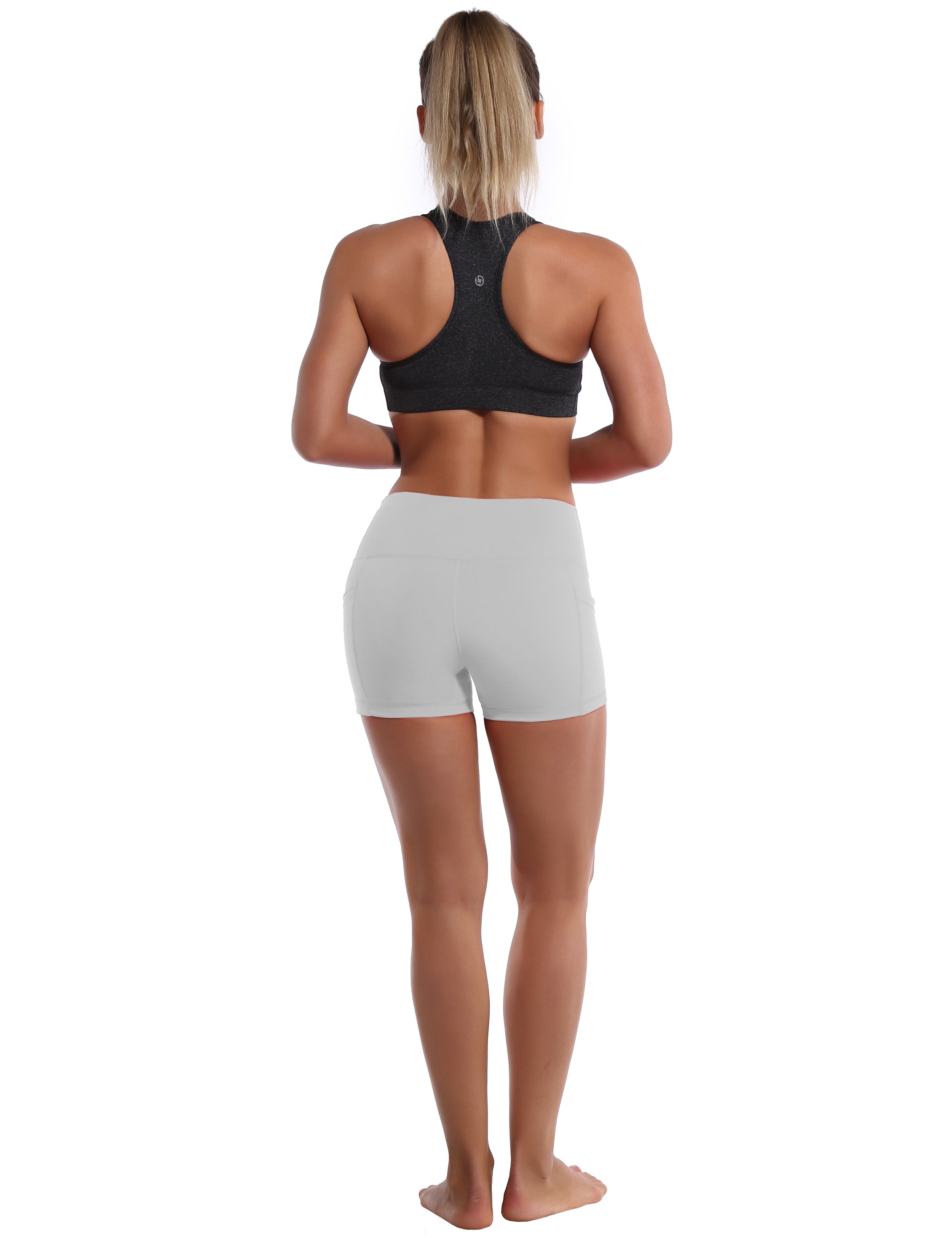 2.5" Side Pockets Biking Shorts lightgray Sleek, soft, smooth and totally comfortable: our newest sexy style is here. Softest-ever fabric High elasticity High density 4-way stretch Fabric doesn't attract lint easily No see-through Moisture-wicking Machine wash 78% Polyester, 22% Spandex