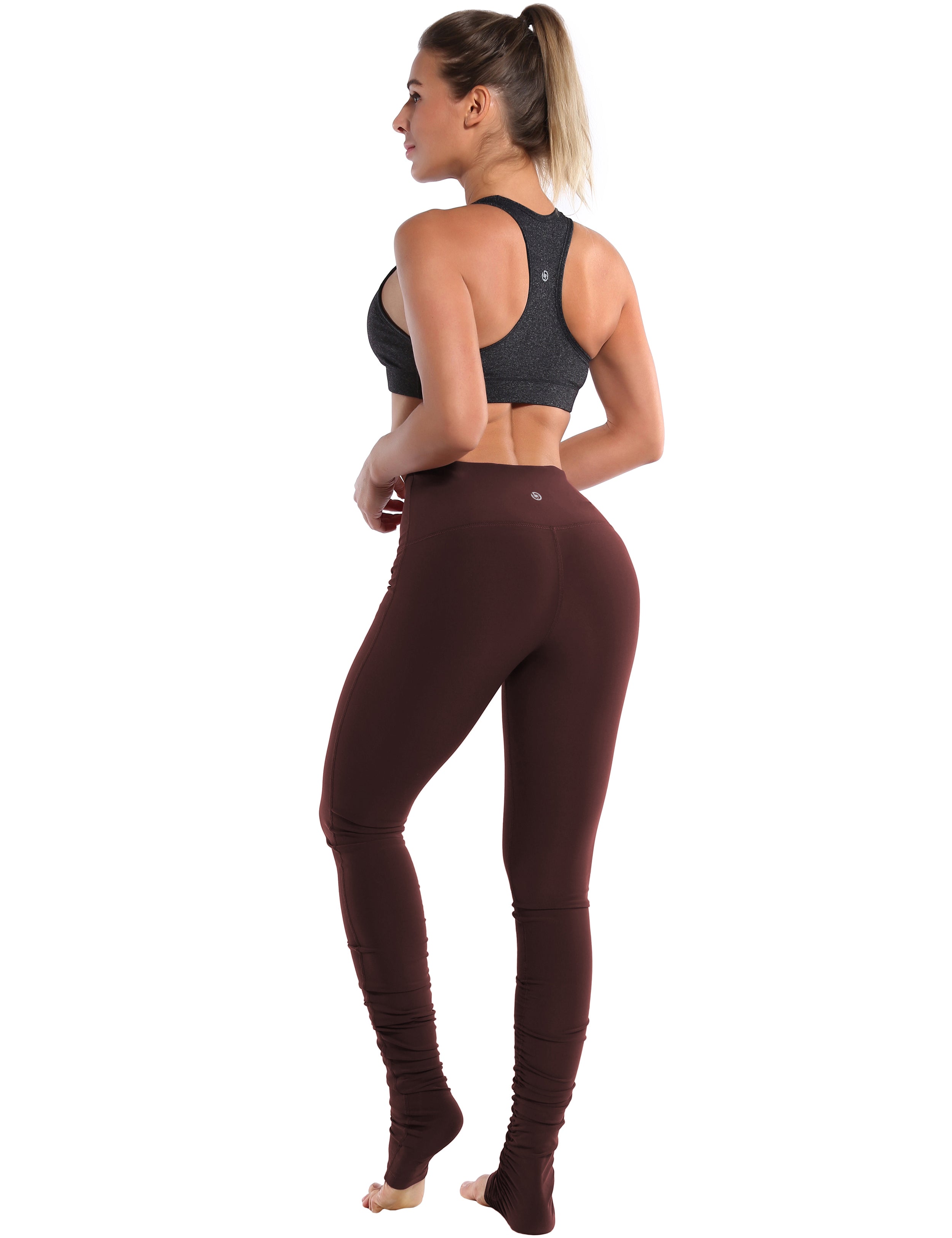 Over the Heel Pilates Pants mahoganymaroon Over the Heel Design 87%Nylon/13%Spandex Fabric doesn't attract lint easily 4-way stretch No see-through Moisture-wicking Tummy control