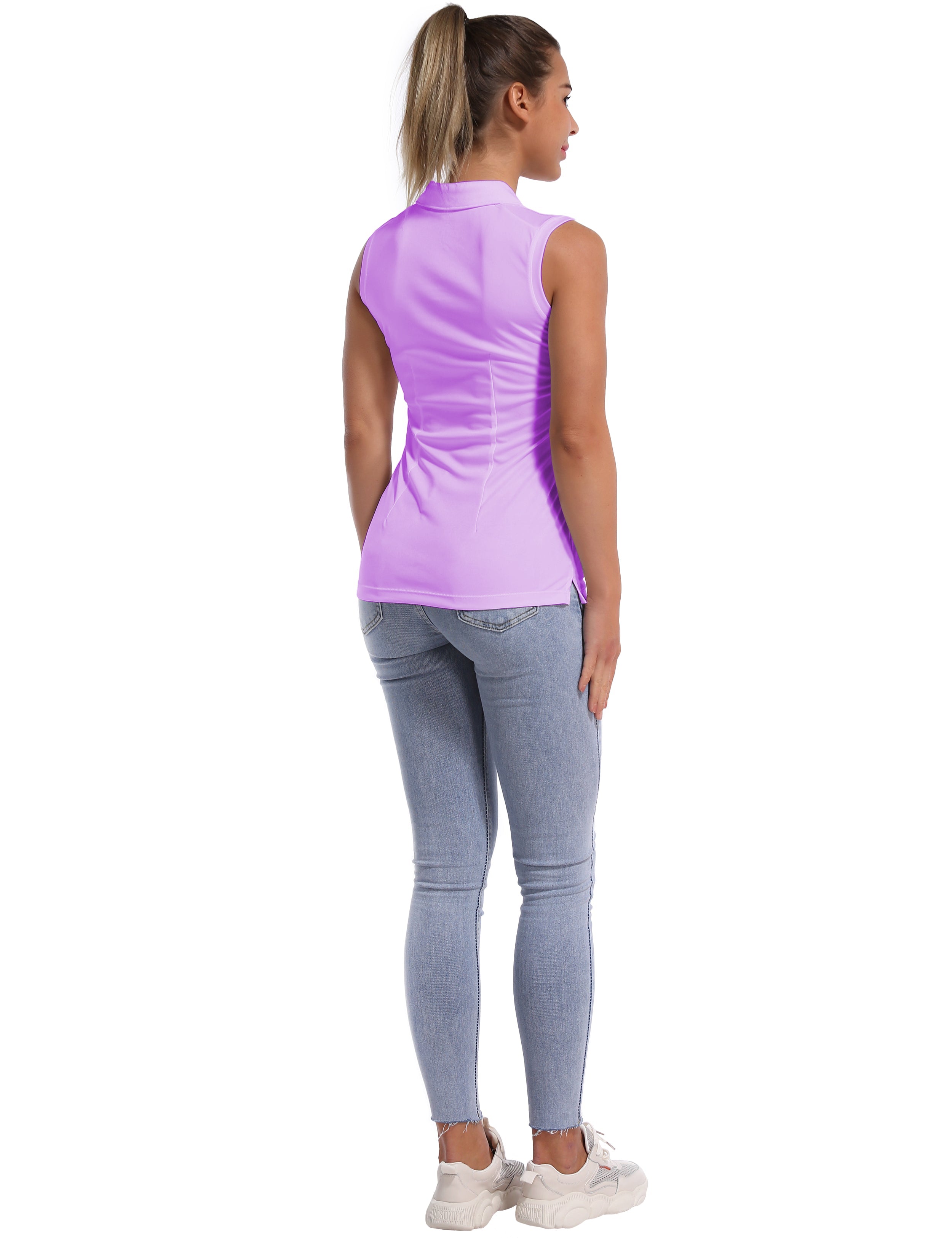 Sleeveless Slim Fit Polo Shirt purple_Gym