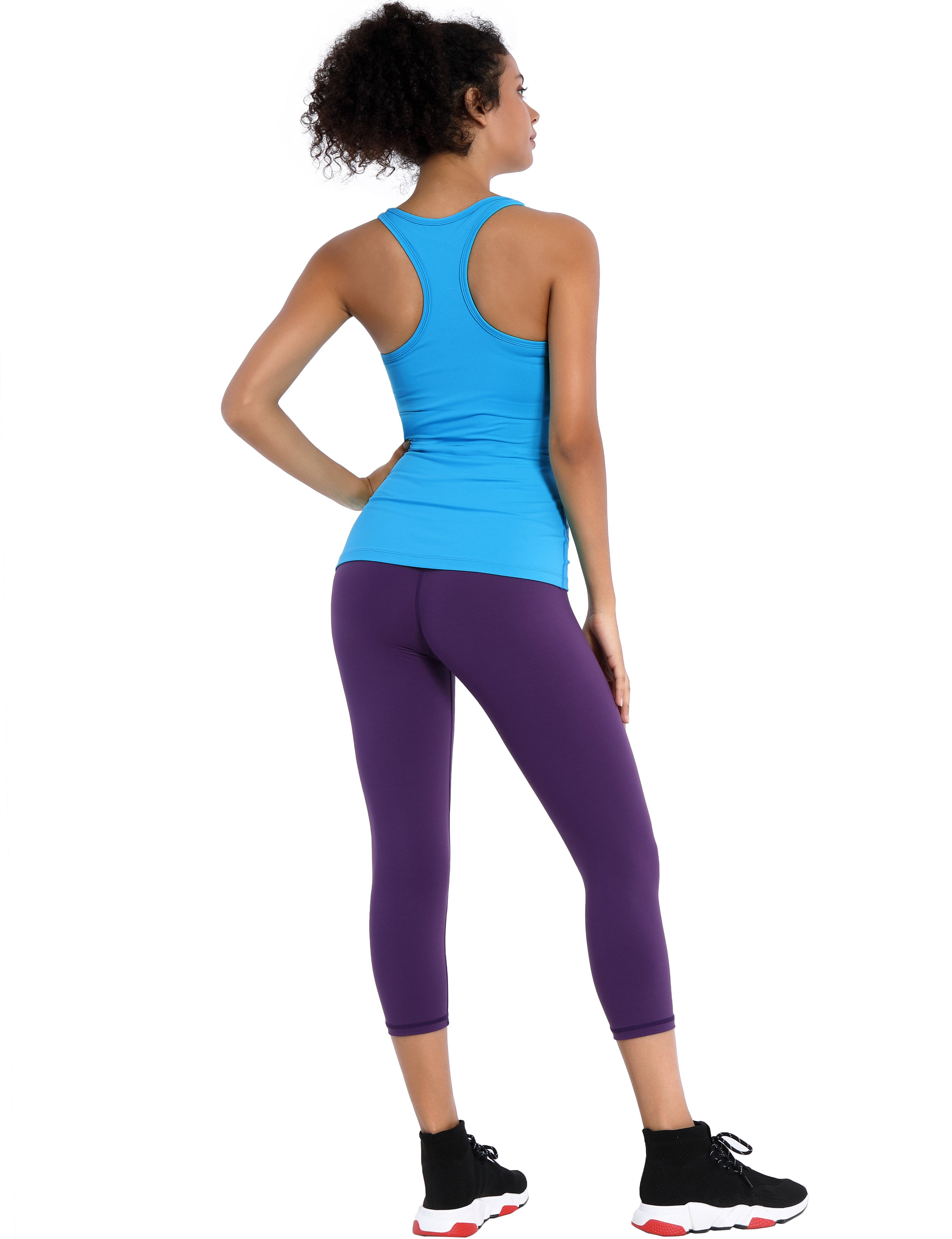 Racerback Athletic Tank Tops electricblue 92%Nylon/8%Spandex(Cotton Soft) Designed for Tall Size Tight Fit So buttery soft, it feels weightless Sweat-wicking Four-way stretch Breathable Contours your body Sits below the waistband for moderate, everyday coverage