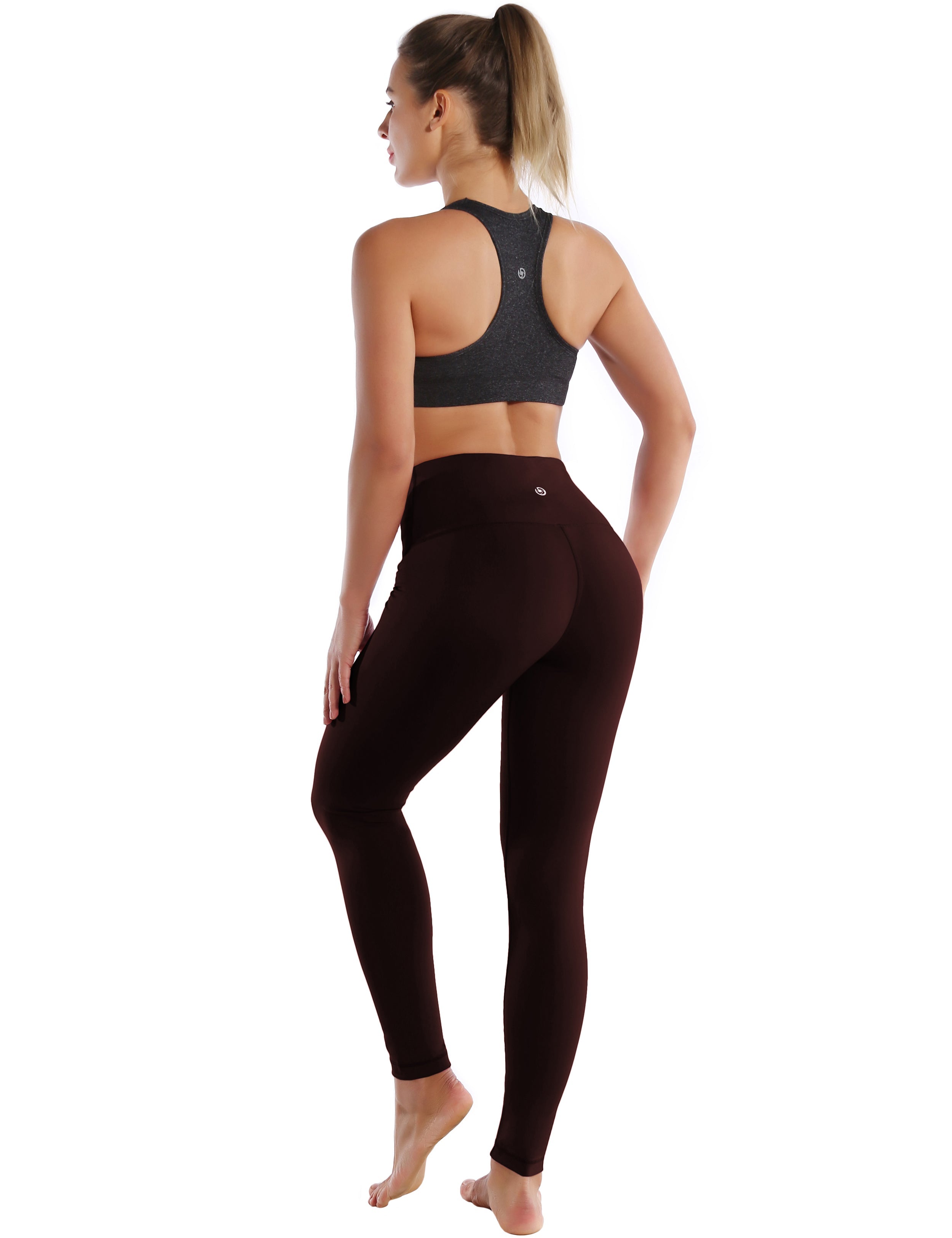 High Waist Pilates Pants mahoganymaroon 75%Nylon/25%Spandex Fabric doesn't attract lint easily 4-way stretch No see-through Moisture-wicking Tummy control Inner pocket Four lengths