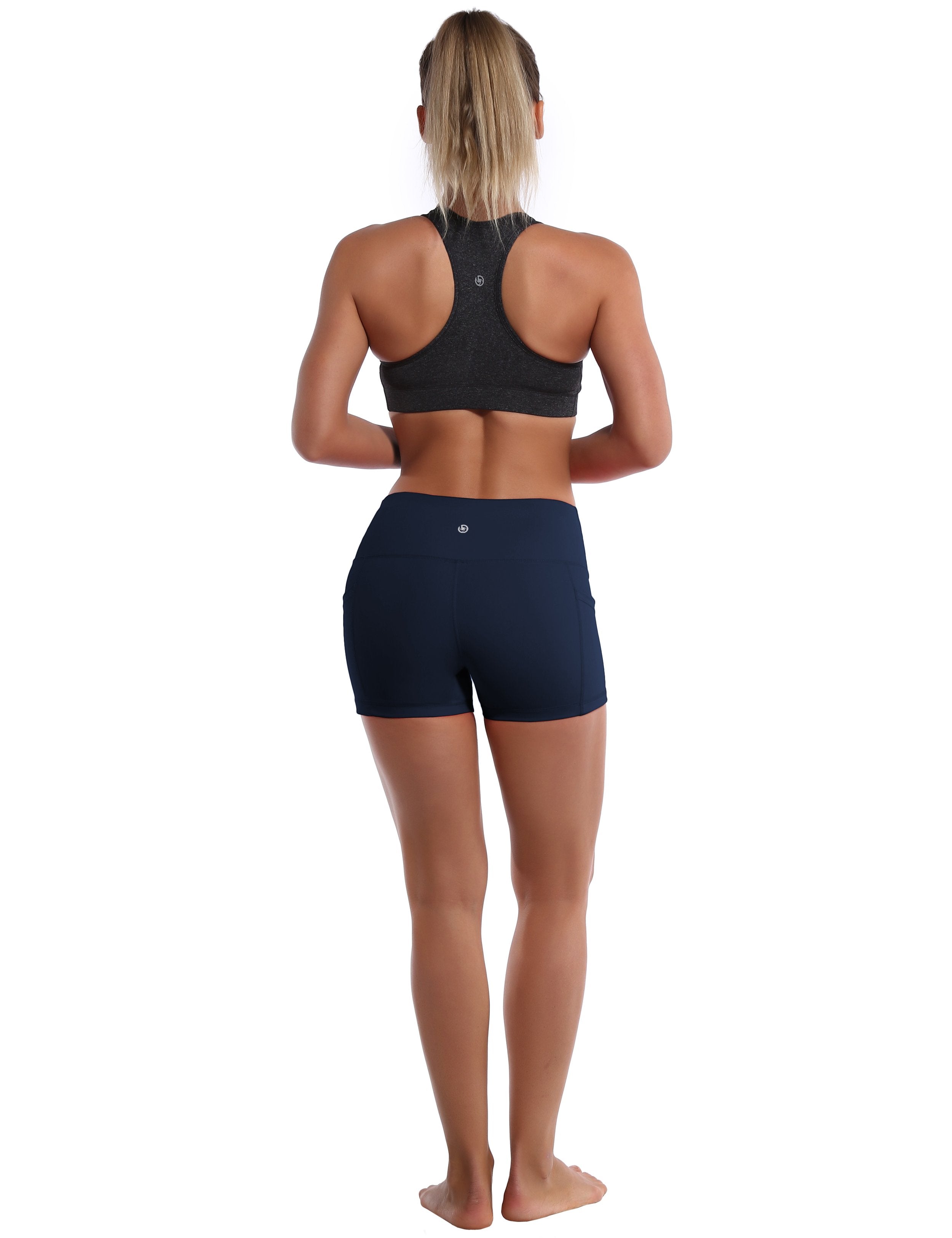 2.5" Side Pockets Jogging Shorts darknavy Sleek, soft, smooth and totally comfortable: our newest sexy style is here. Softest-ever fabric High elasticity High density 4-way stretch Fabric doesn't attract lint easily No see-through Moisture-wicking Machine wash 78% Polyester, 22% Spandex
