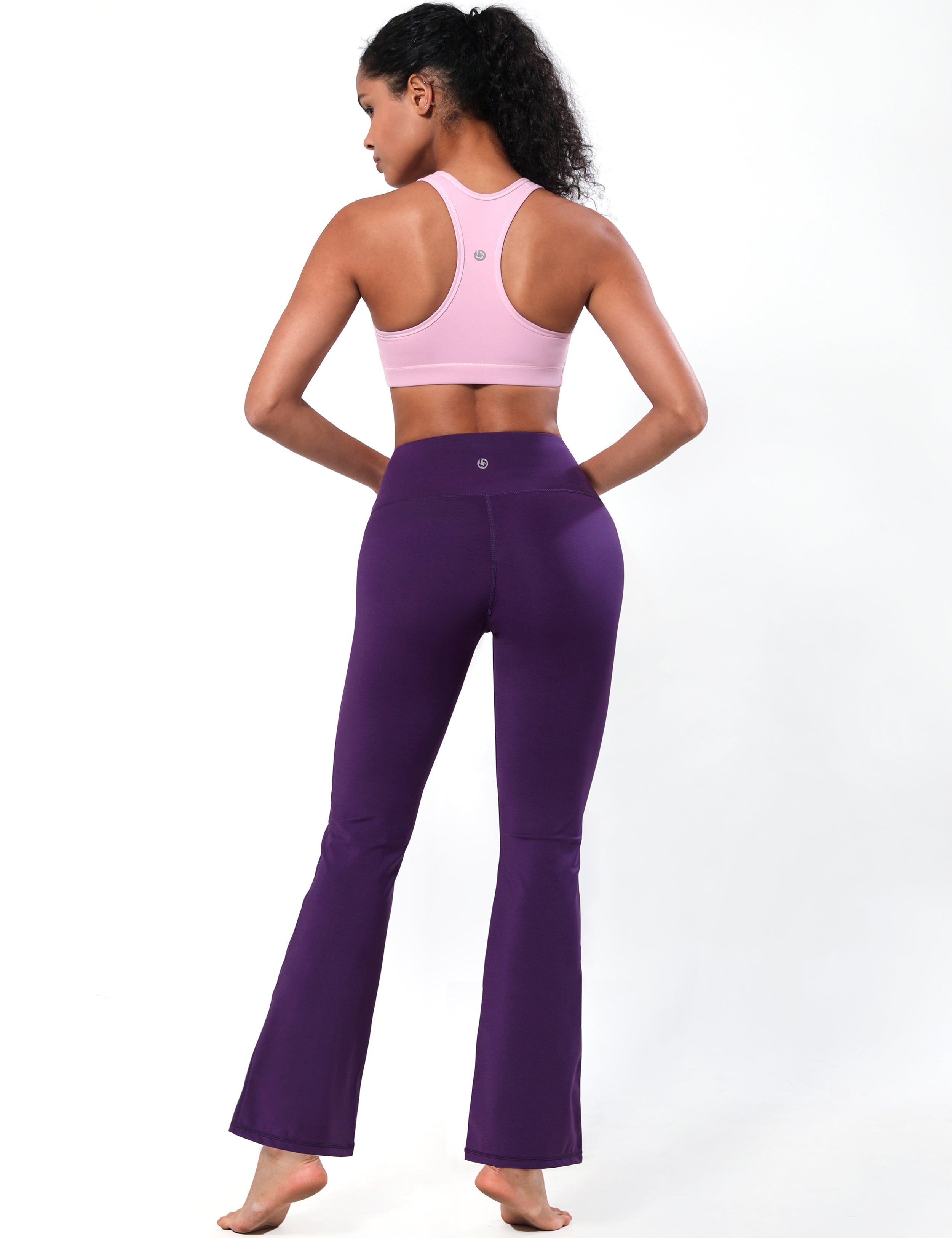 High Waist Bootcut Leggings pansypurple 75%Nylon/25%Spandex Fabric doesn't attract lint easily 4-way stretch No see-through Moisture-wicking Tummy control Inner pocket Five lengths