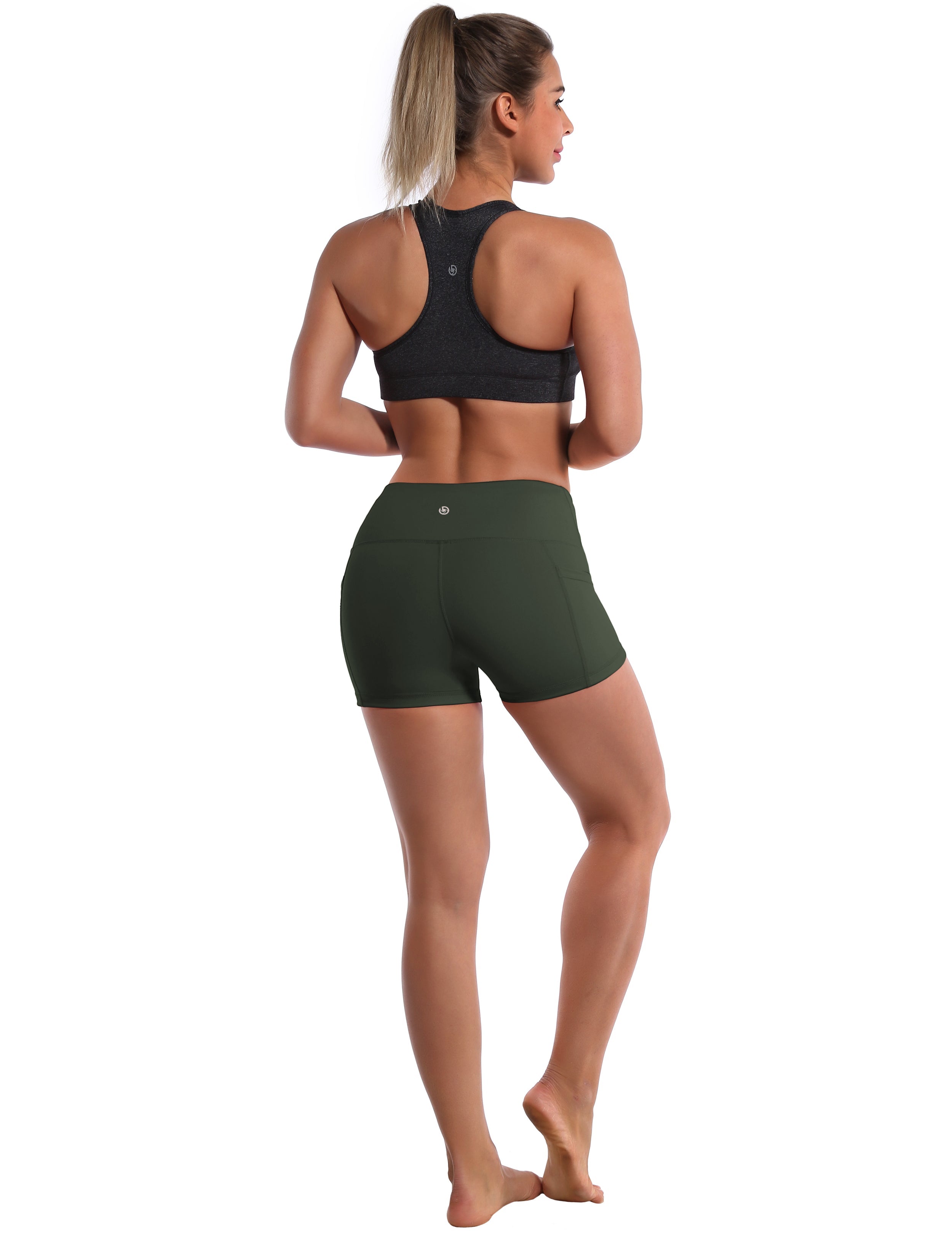 2.5" Side Pockets Biking Shorts olivegray Sleek, soft, smooth and totally comfortable: our newest sexy style is here. Softest-ever fabric High elasticity High density 4-way stretch Fabric doesn't attract lint easily No see-through Moisture-wicking Machine wash 78% Polyester, 22% Spandex