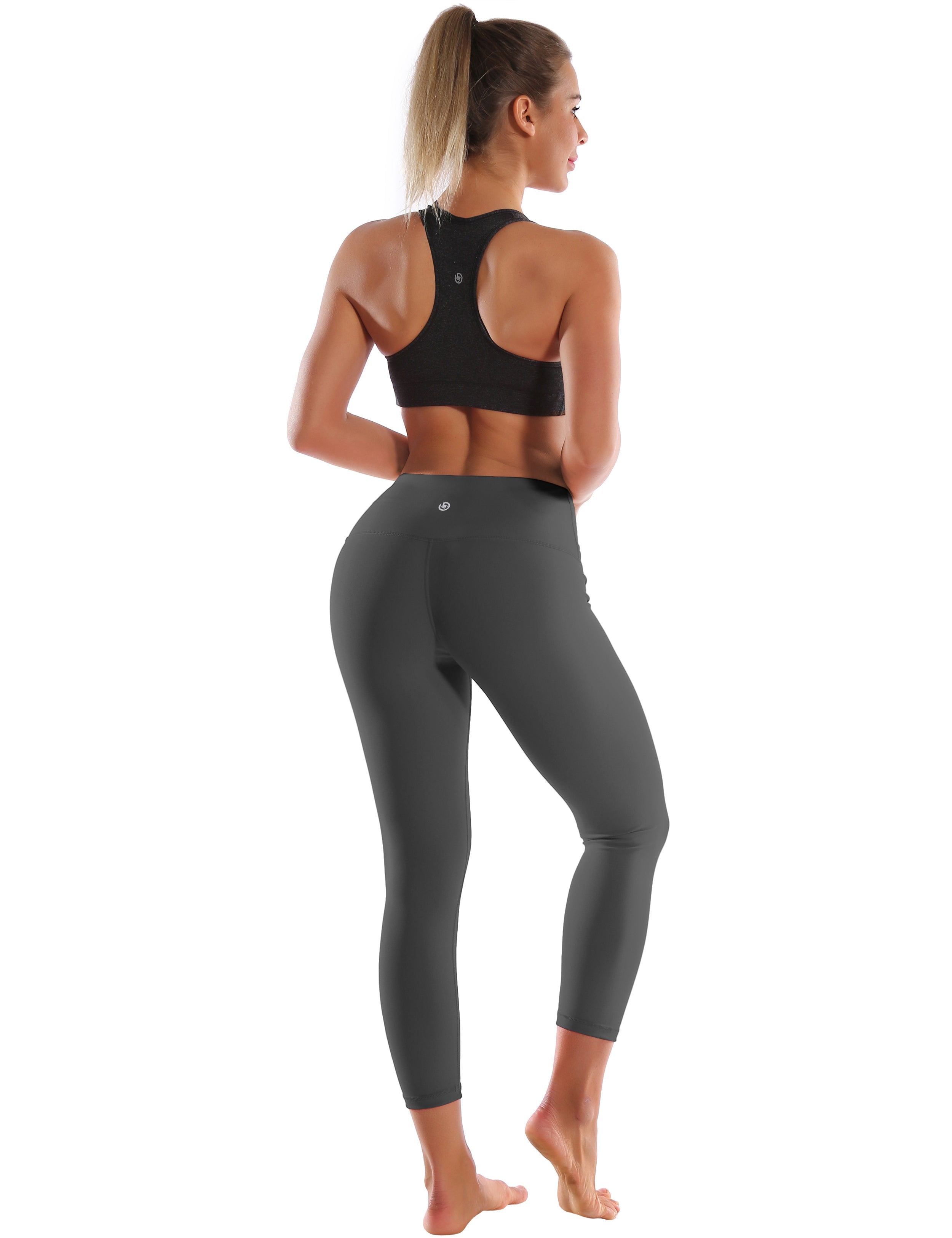 22" High Waist Crop Tight Capris shadowcharcoal 75%Nylon/25%Spandex Fabric doesn't attract lint easily 4-way stretch No see-through Moisture-wicking Tummy control Inner pocket
