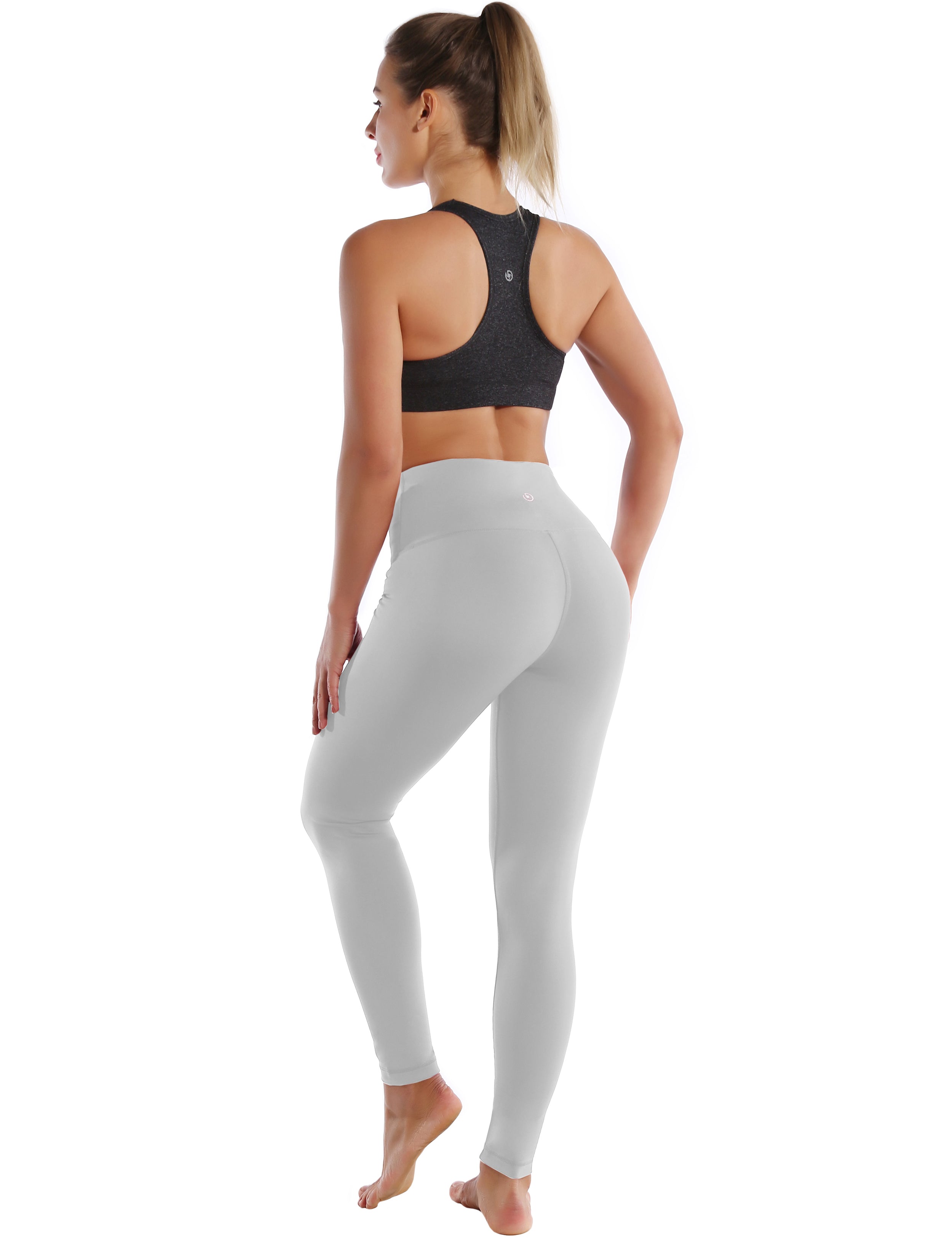 High Waist Pilates Pants lightgray 75%Nylon/25%Spandex Fabric doesn't attract lint easily 4-way stretch No see-through Moisture-wicking Tummy control Inner pocket Four lengths