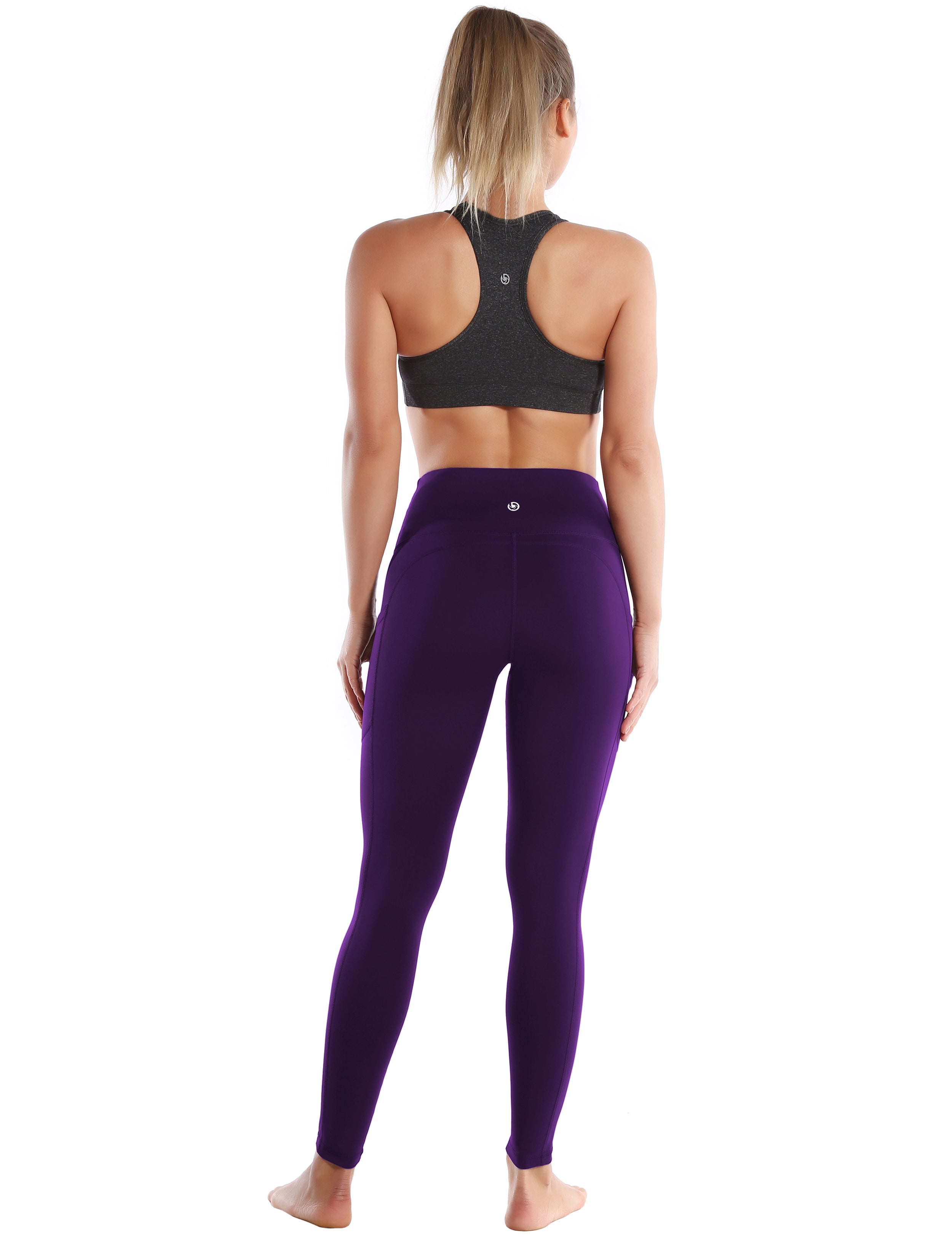 Hip Line Side Pockets Running Pants eggplantpurple Sexy Hip Line Side Pockets 75%Nylon/25%Spandex Fabric doesn't attract lint easily 4-way stretch No see-through Moisture-wicking Tummy control Inner pocket Two lengths