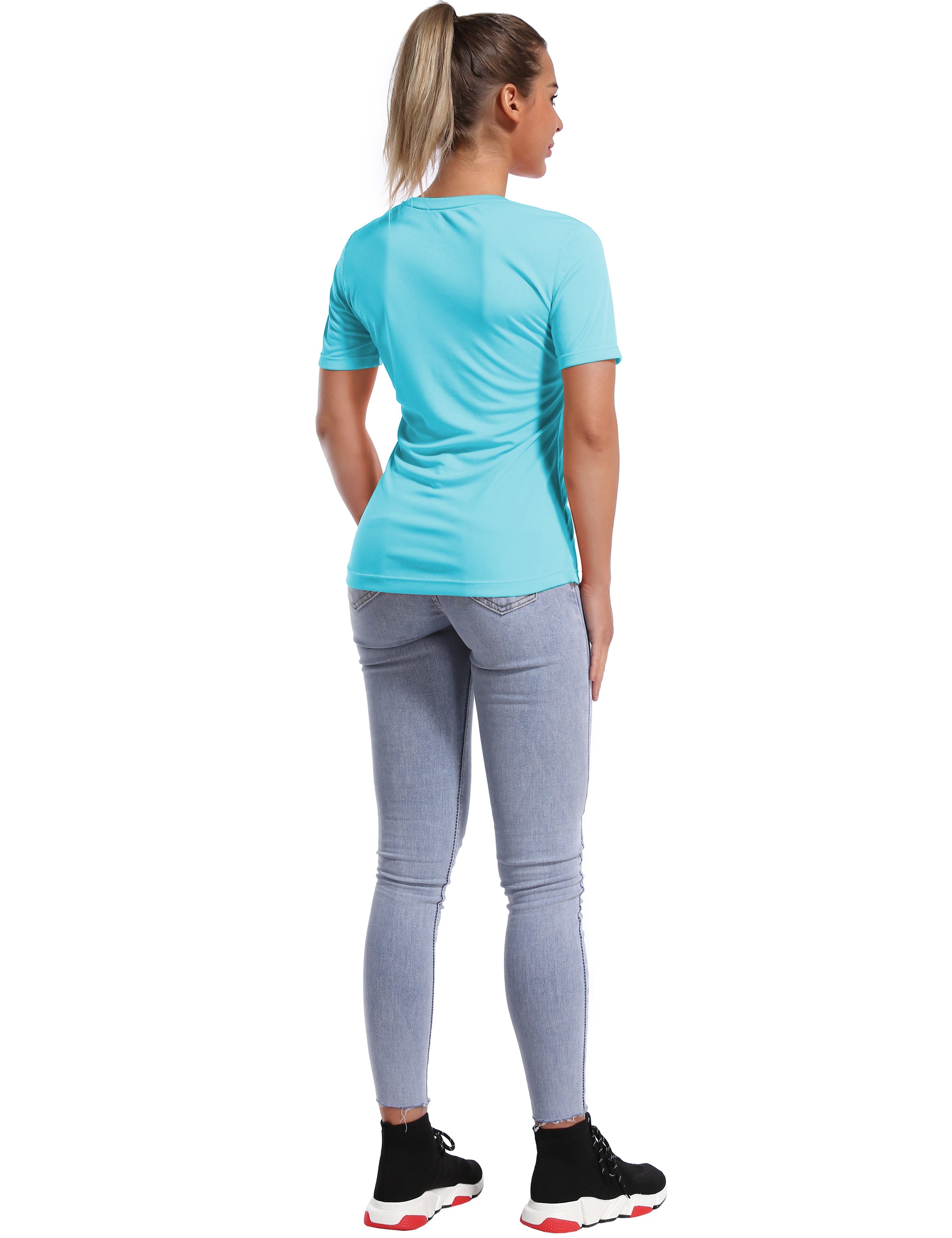 Short Sleeve Athletic Shirts blue_yoga