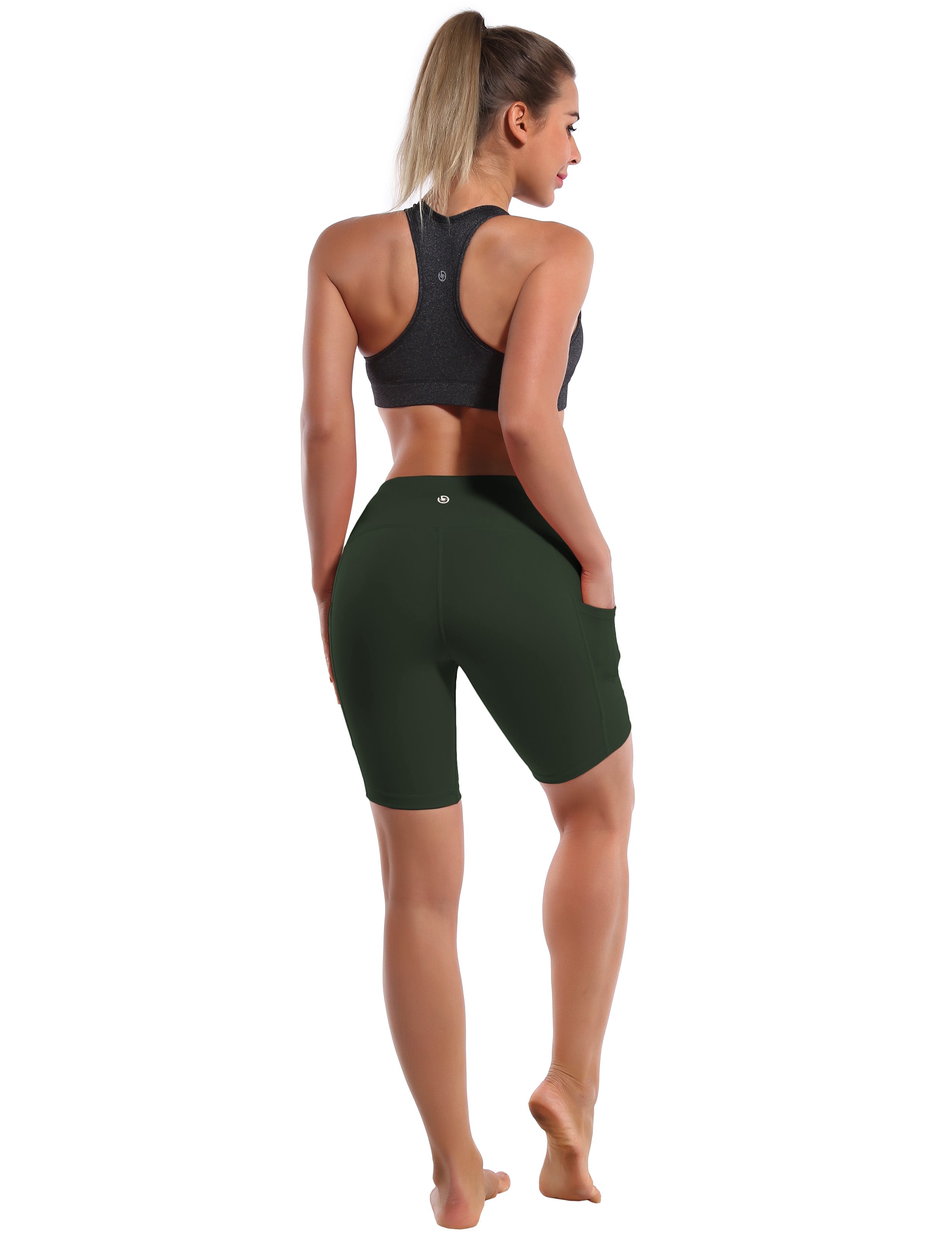 8" Side Pockets Gym Shorts olivegray Sleek, soft, smooth and totally comfortable: our newest style is here. Softest-ever fabric High elasticity High density 4-way stretch Fabric doesn't attract lint easily No see-through Moisture-wicking Machine wash 75% Nylon, 25% Spandex