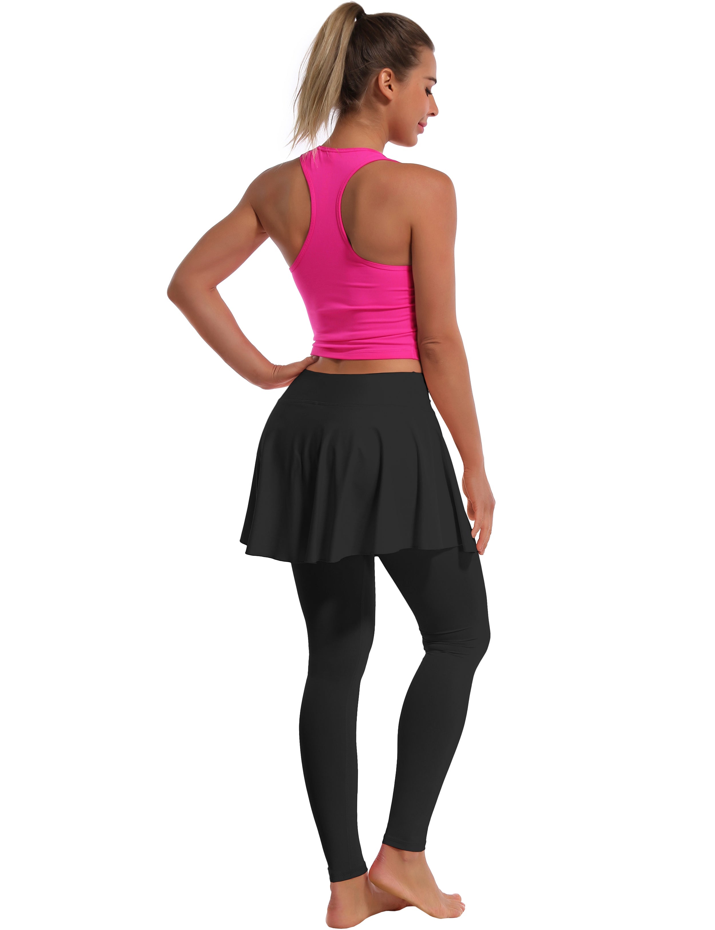 Athletic Tennis Golf Skort with Pocket Shorts black 80%Nylon/20%Spandex UPF 50+ sun protection Elastic closure Lightweight, Wrinkle Moisture wicking Quick drying Secure & comfortable two layer Hidden pocket