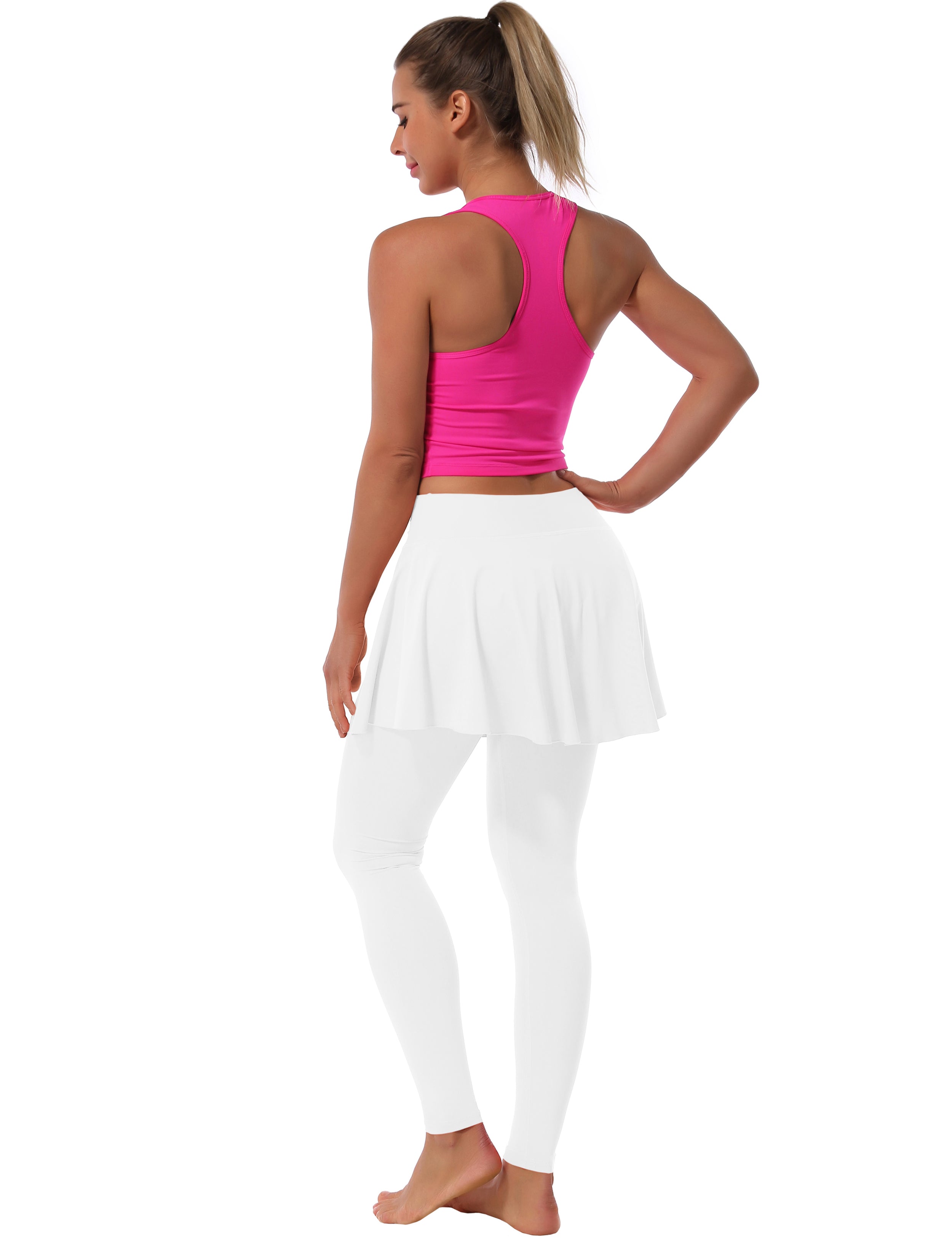 Athletic Tennis Golf Skort with Pocket Shorts white 80%Nylon/20%Spandex UPF 50+ sun protection Elastic closure Lightweight, Wrinkle Moisture wicking Quick drying Secure & comfortable two layer Hidden pocket