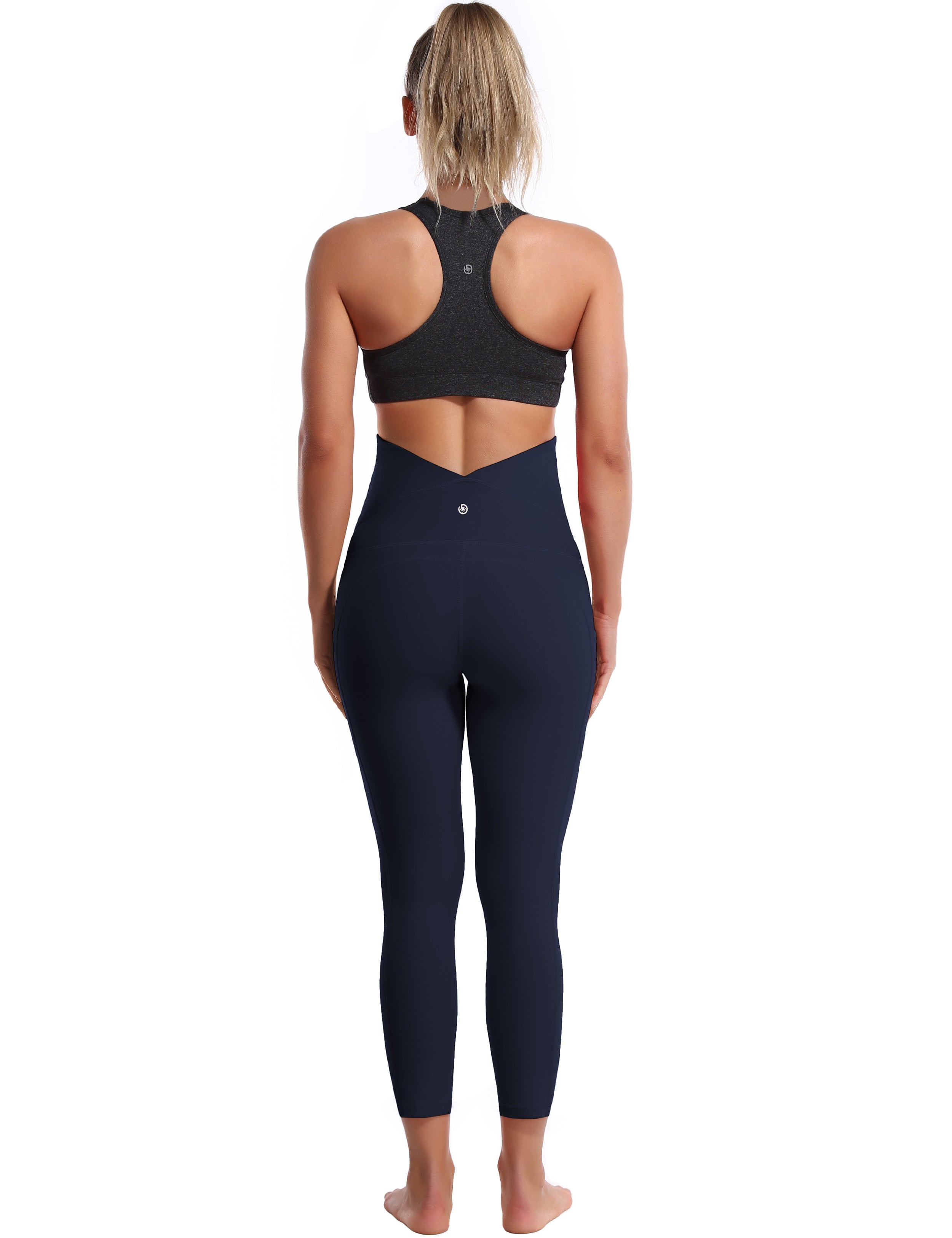 22" Side Pockets Maternity Pilates Pants darknavy 87%Nylon/13%Spandex Softest-ever fabric High elasticity 4-way stretch Fabric doesn't attract lint easily No see-through Moisture-wicking Machine wash