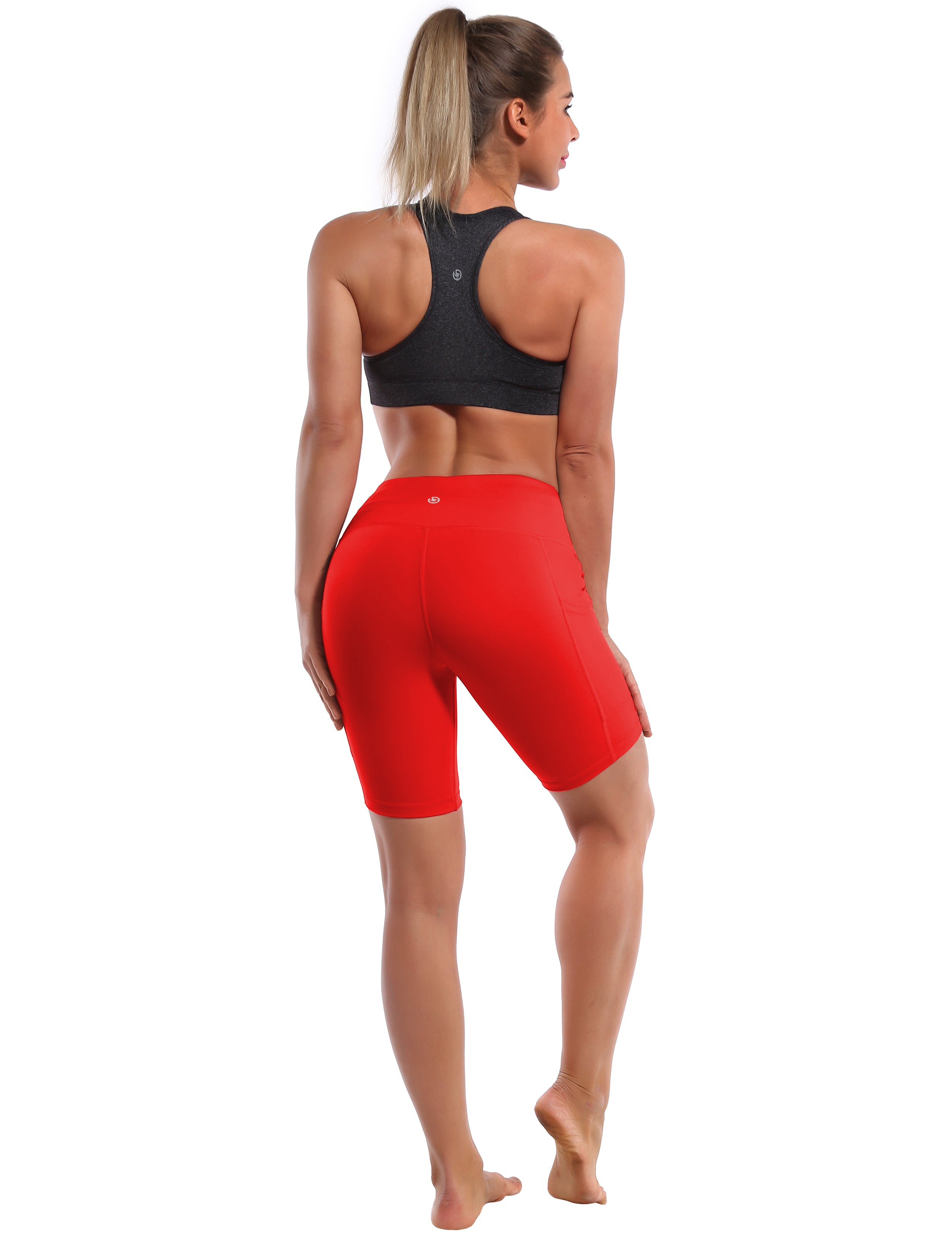 8" Side Pockets Yoga Shorts scarlet Sleek, soft, smooth and totally comfortable: our newest style is here. Softest-ever fabric High elasticity High density 4-way stretch Fabric doesn't attract lint easily No see-through Moisture-wicking Machine wash 75% Nylon, 25% Spandex