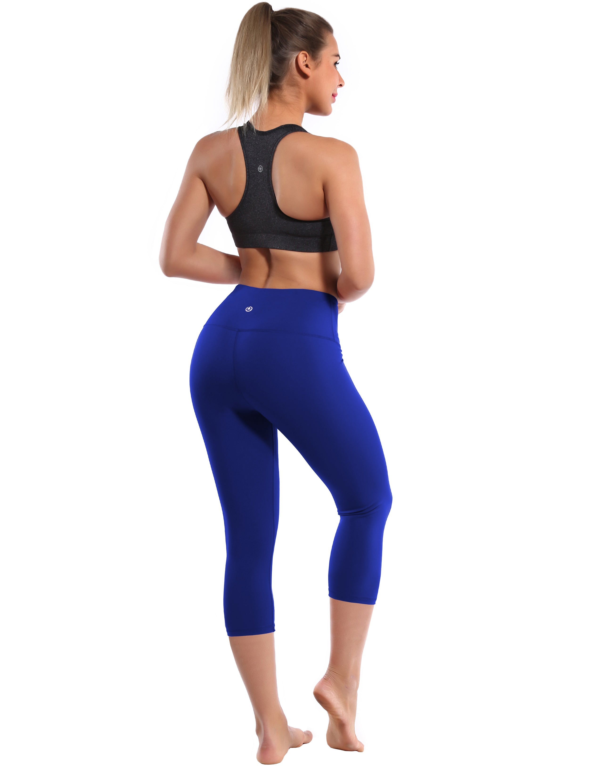19" High Waist Crop Tight Capris navy 75%Nylon/25%Spandex Fabric doesn't attract lint easily 4-way stretch No see-through Moisture-wicking Tummy control Inner pocket