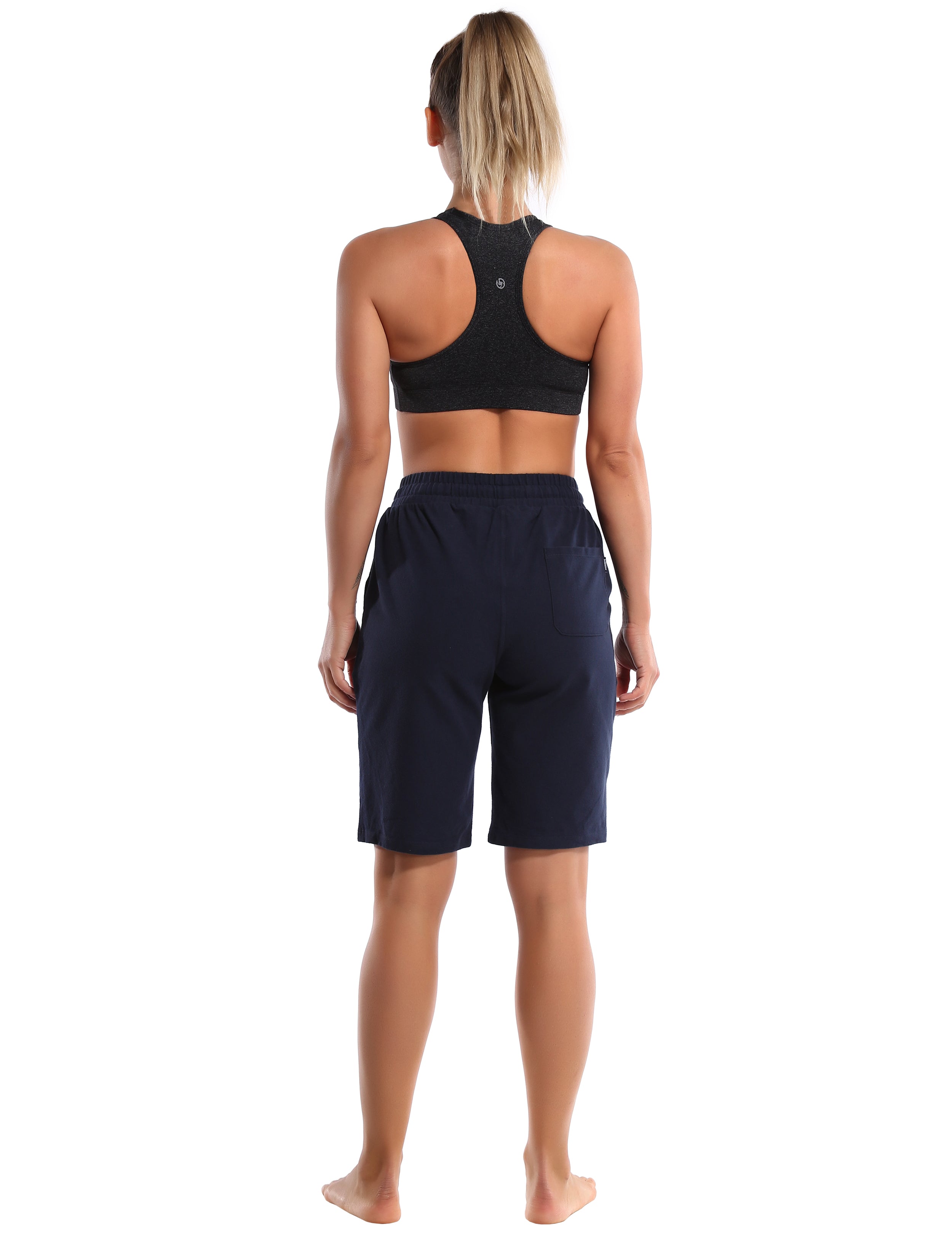 10" Joggers Shorts darknavy 90% Cotton, 10% Spandex Soft and Elastic Drawstring closure Lightweight & breathable fabric wicks away sweat to keep you comfortable Elastic waistband with internal drawcord for a snug, adjustable fit Big side pockets are available for 4.7", 5", 5.5" mobile phone Reflective logo helps you stand out in low light Perfect for any types of outdoor exercises and indoor fitness,like Golf,running,walking,jogging,lounging,workout,gym fitness,casual use,etc