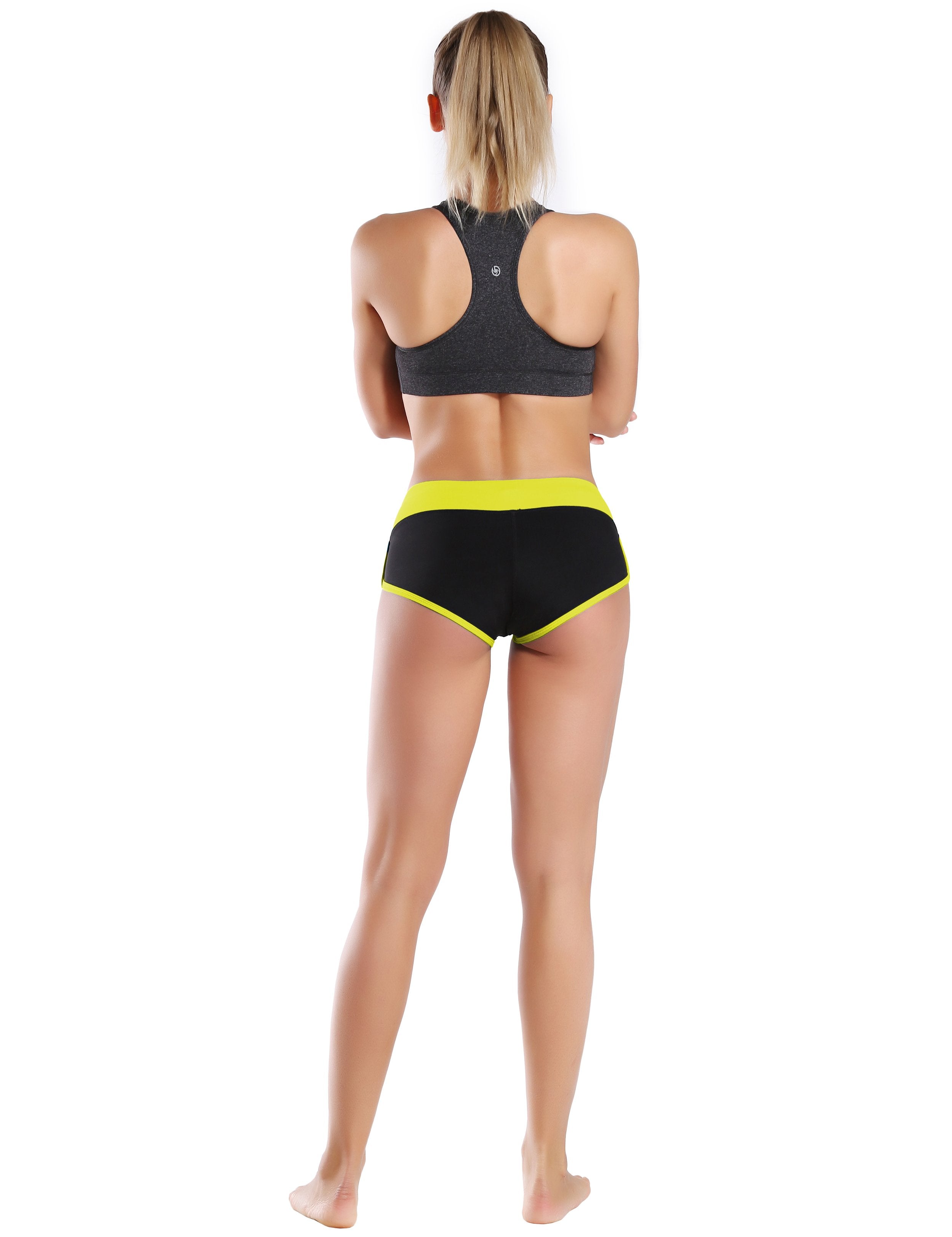 030 Sexy Booty Tall Size Shorts fluorescentyellow_black ins