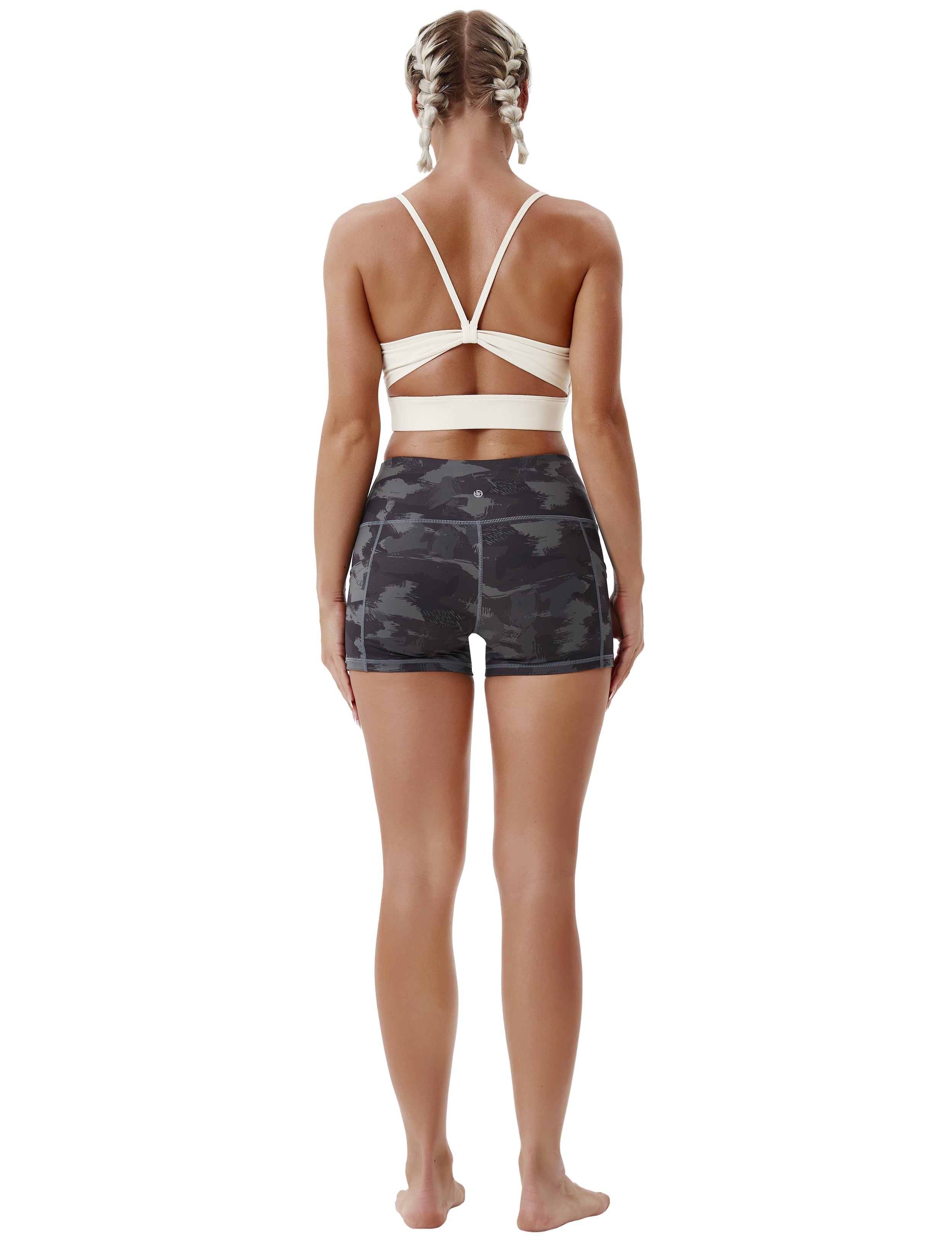 2.5" Printed Side Pockets yogastudio Shorts dimgray brushcamo Sleek, soft, smooth and totally comfortable: our newest sexy style is here. Softest-ever fabric High elasticity High density 4-way stretch Fabric doesn't attract lint easily No see-through Moisture-wicking Machine wash 78% Polyester, 22% Spandex