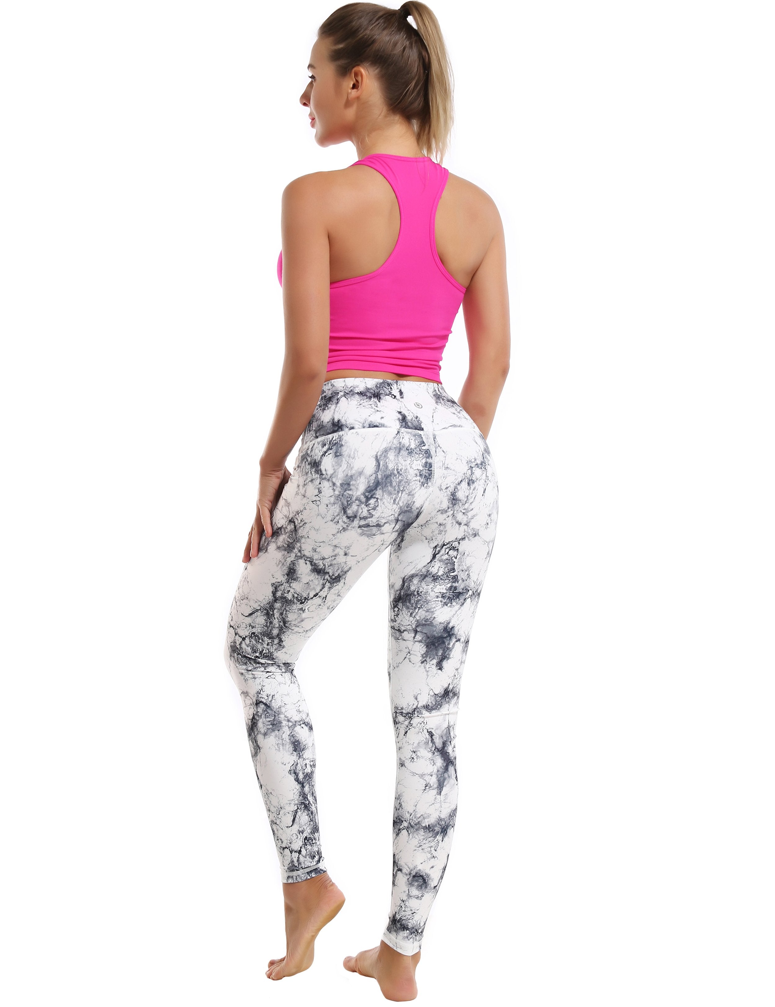 High Waist Gym Pants arabescato 82%Polyester/18%Spandex Fabric doesn't attract lint easily 4-way stretch No see-through Moisture-wicking Tummy control Inner pocket