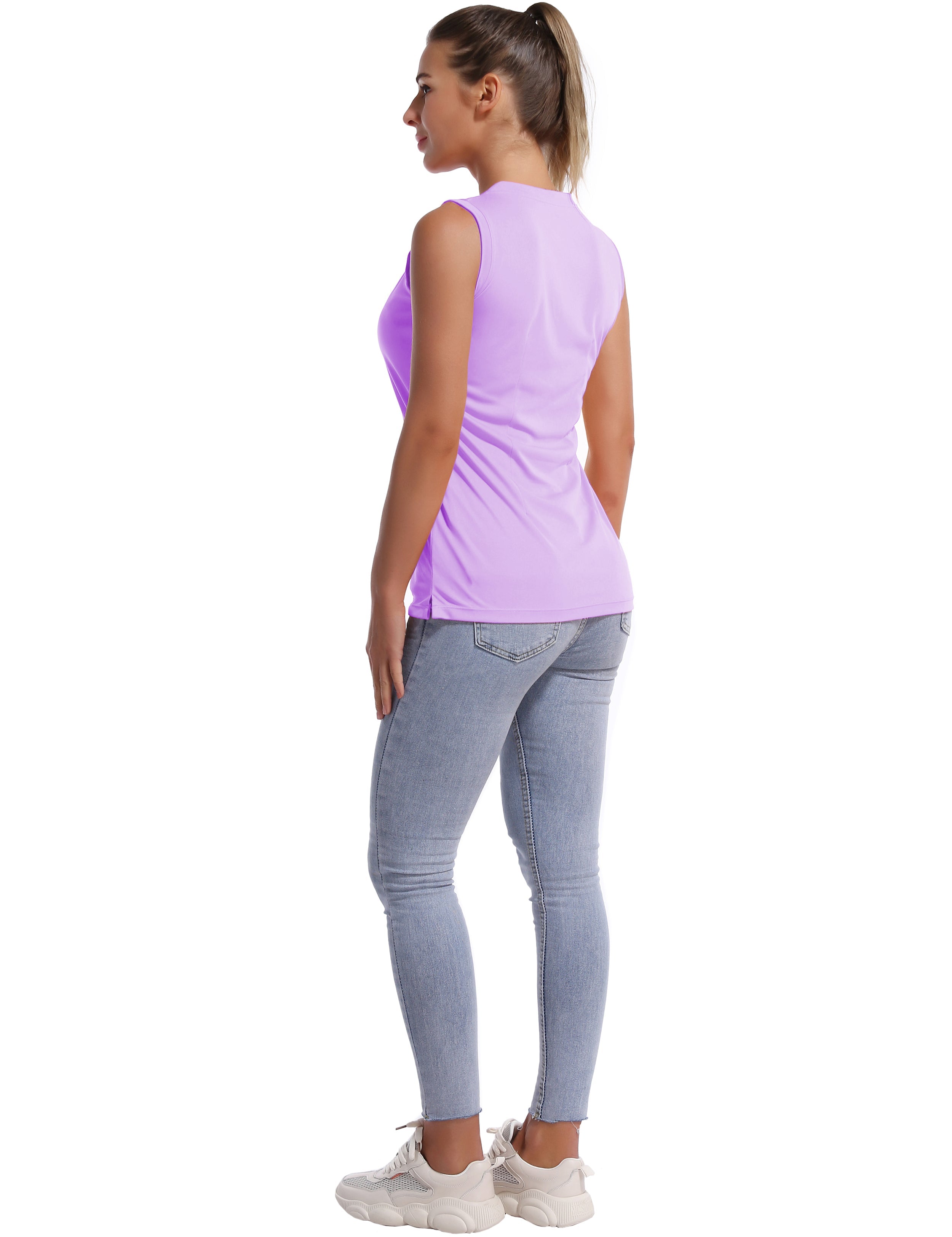 V Neck Sleeveless Athletic Shirts purple_Running