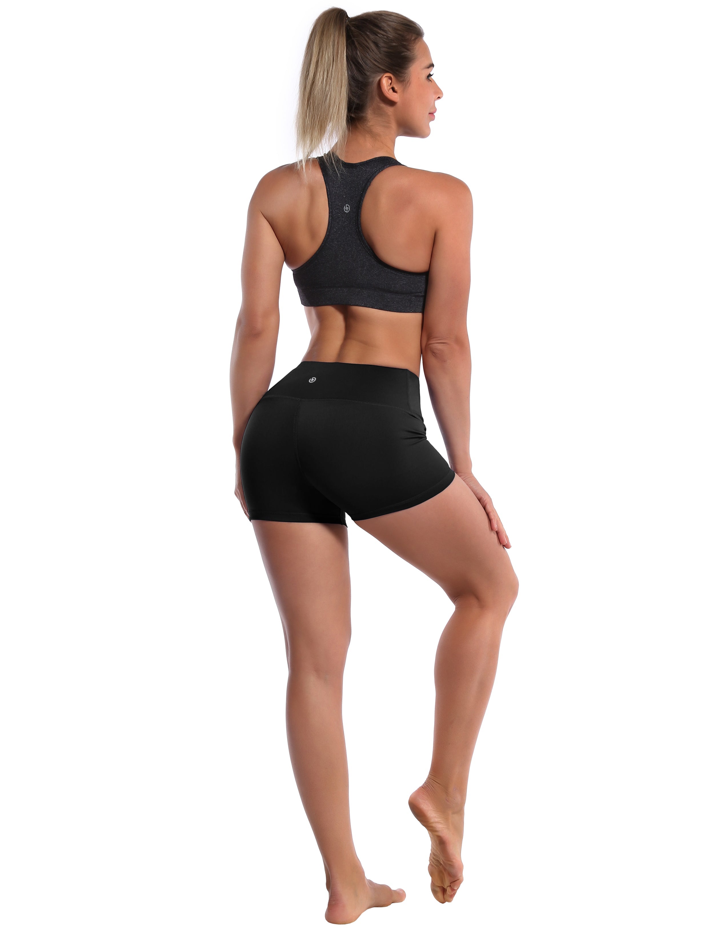 2.5" Golf Shorts black Softest-ever fabric High elasticity High density 4-way stretch Fabric doesn't attract lint easily No see-through Moisture-wicking Machine wash 75% Nylon, 25% Spandex