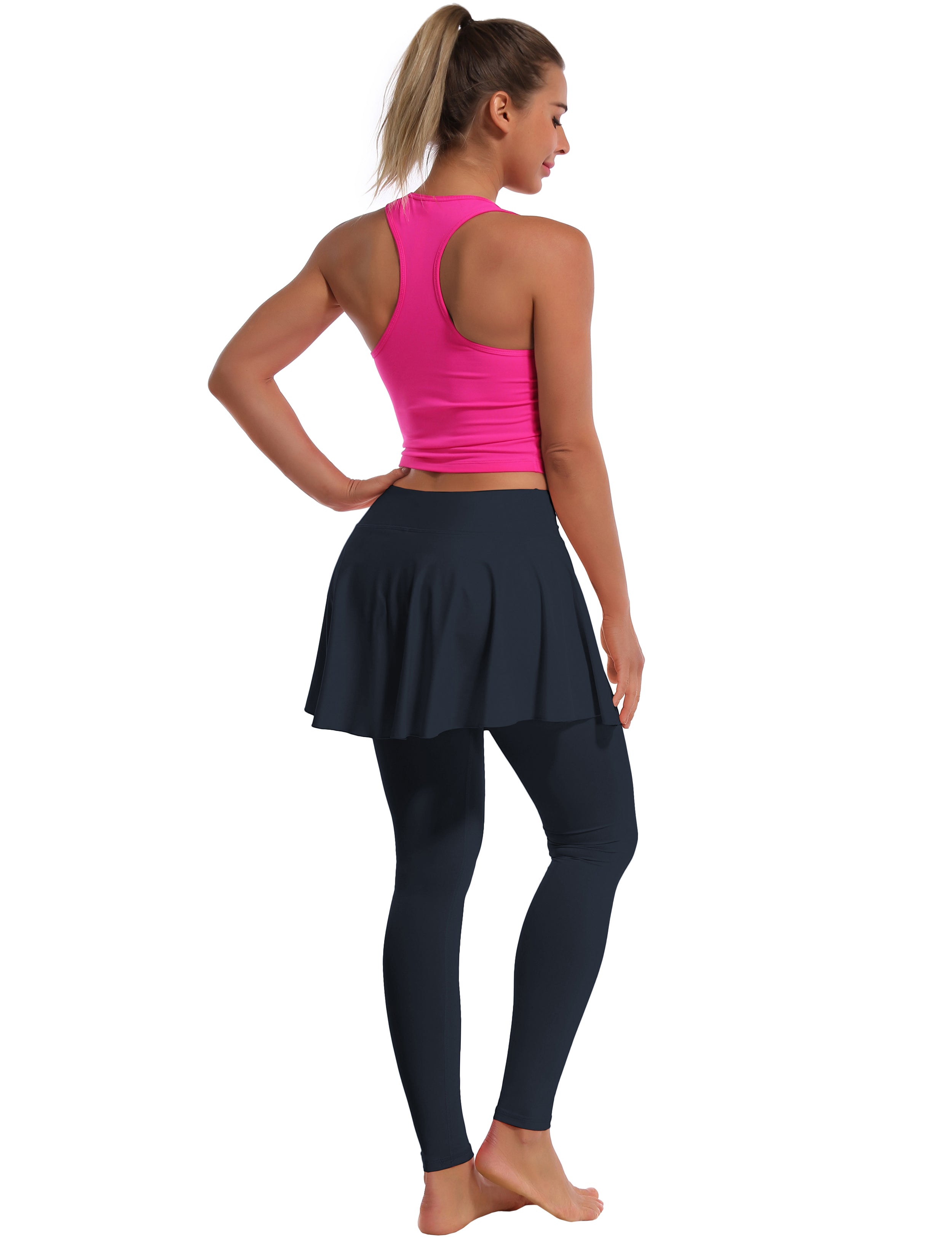 Athletic Tennis Golf Skort with Pocket Shorts darknavy 80%Nylon/20%Spandex UPF 50+ sun protection Elastic closure Lightweight, Wrinkle Moisture wicking Quick drying Secure & comfortable two layer Hidden pocket