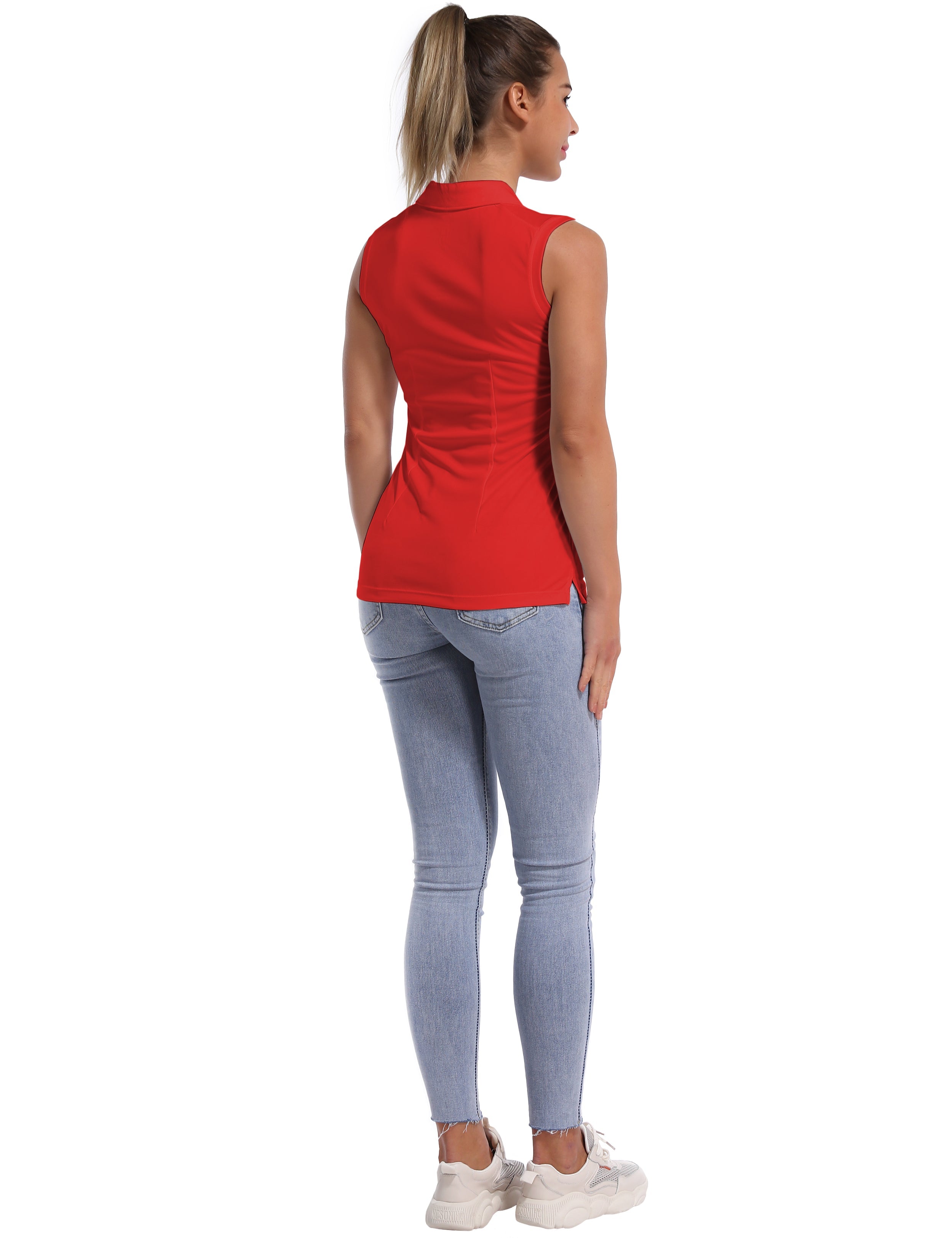 Sleeveless Slim Fit Polo Shirt red_yoga