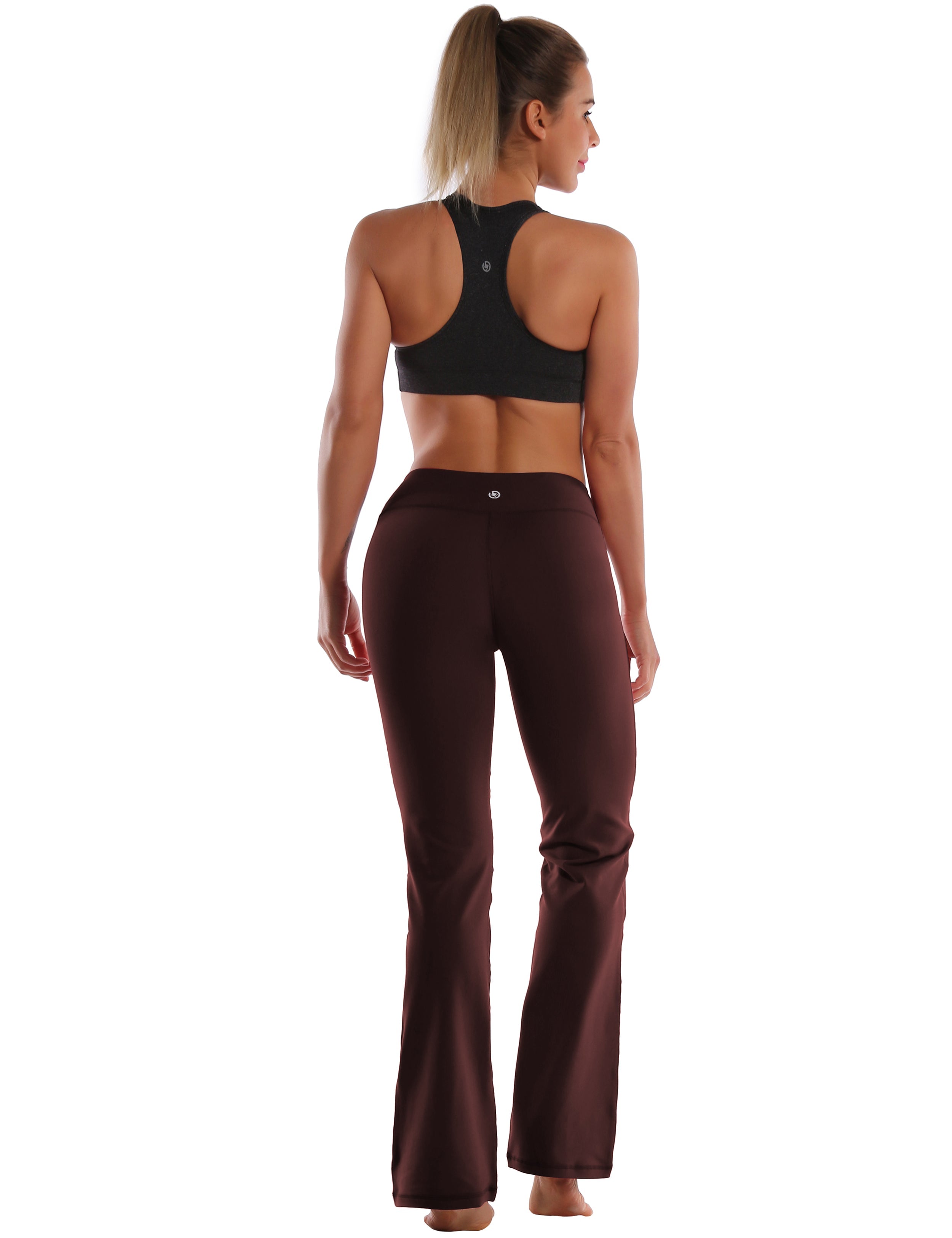 Cotton Nylon Bootcut Leggings mahoganymaroon 87%Nylon/13%Spandex (Super soft, cotton feel , 280gsm) Fabric doesn't attract lint easily 4-way stretch No see-through Moisture-wicking Inner pocket Four lengths