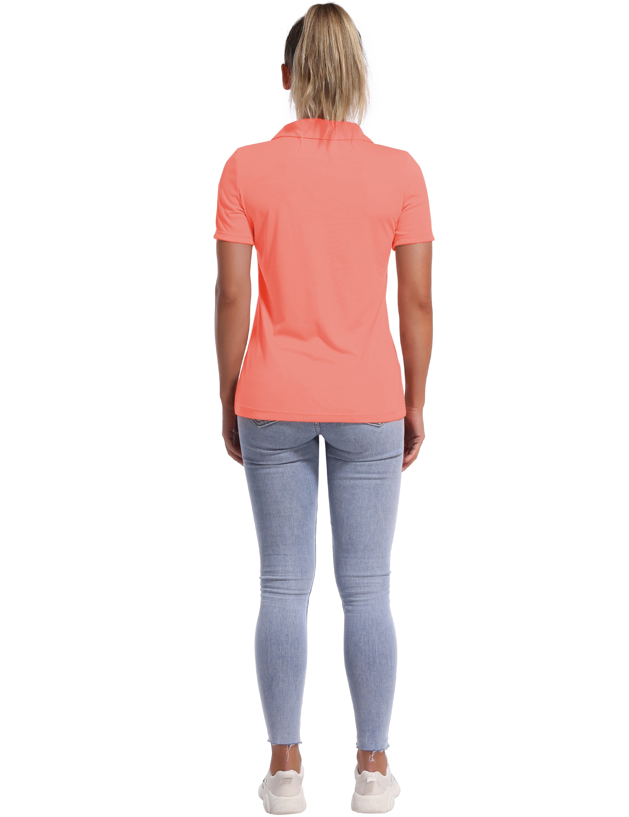 Short Sleeve Slim Fit Polo Shirt coral_Biking