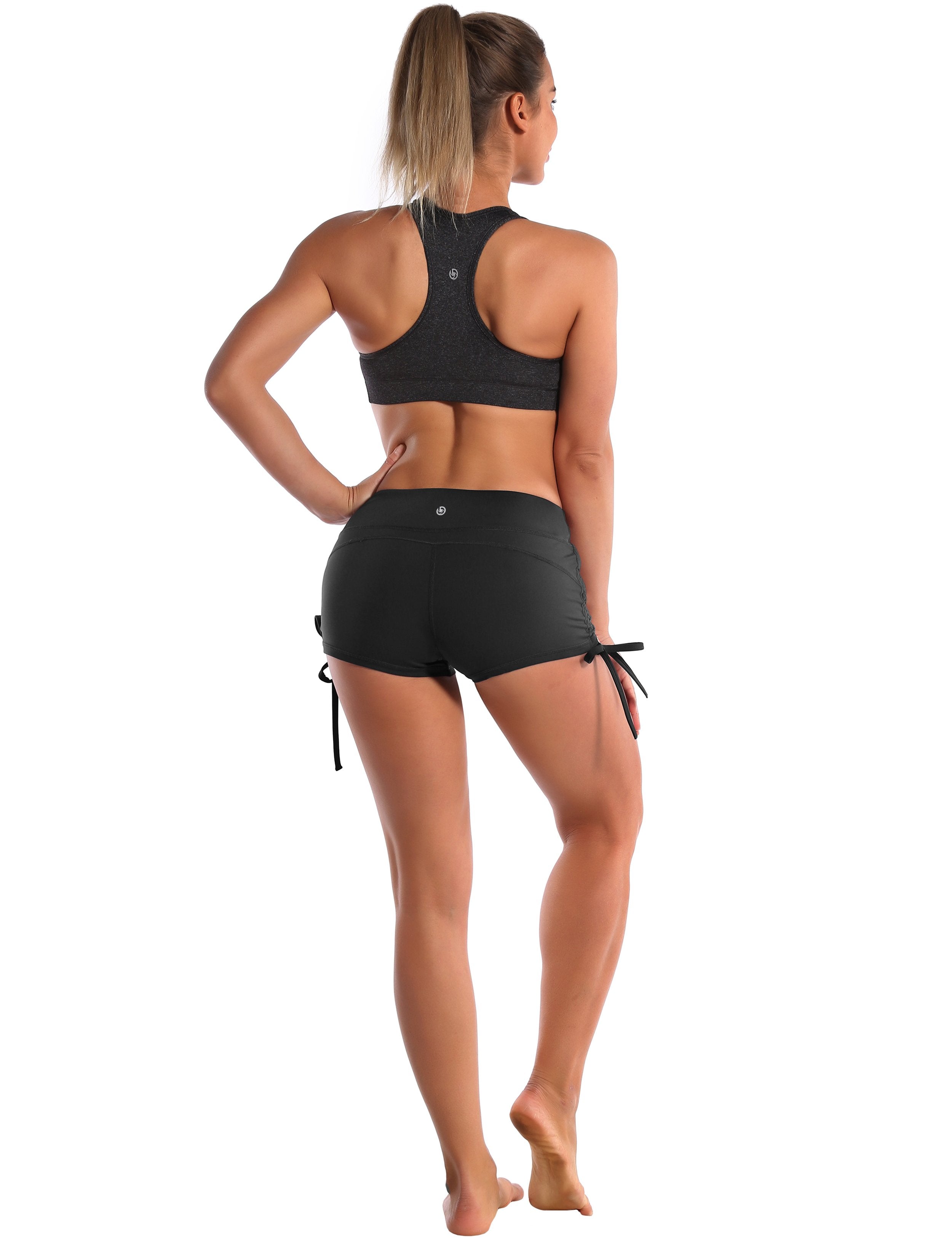 Side Drawstring Hot Shorts black ins_Plus Size