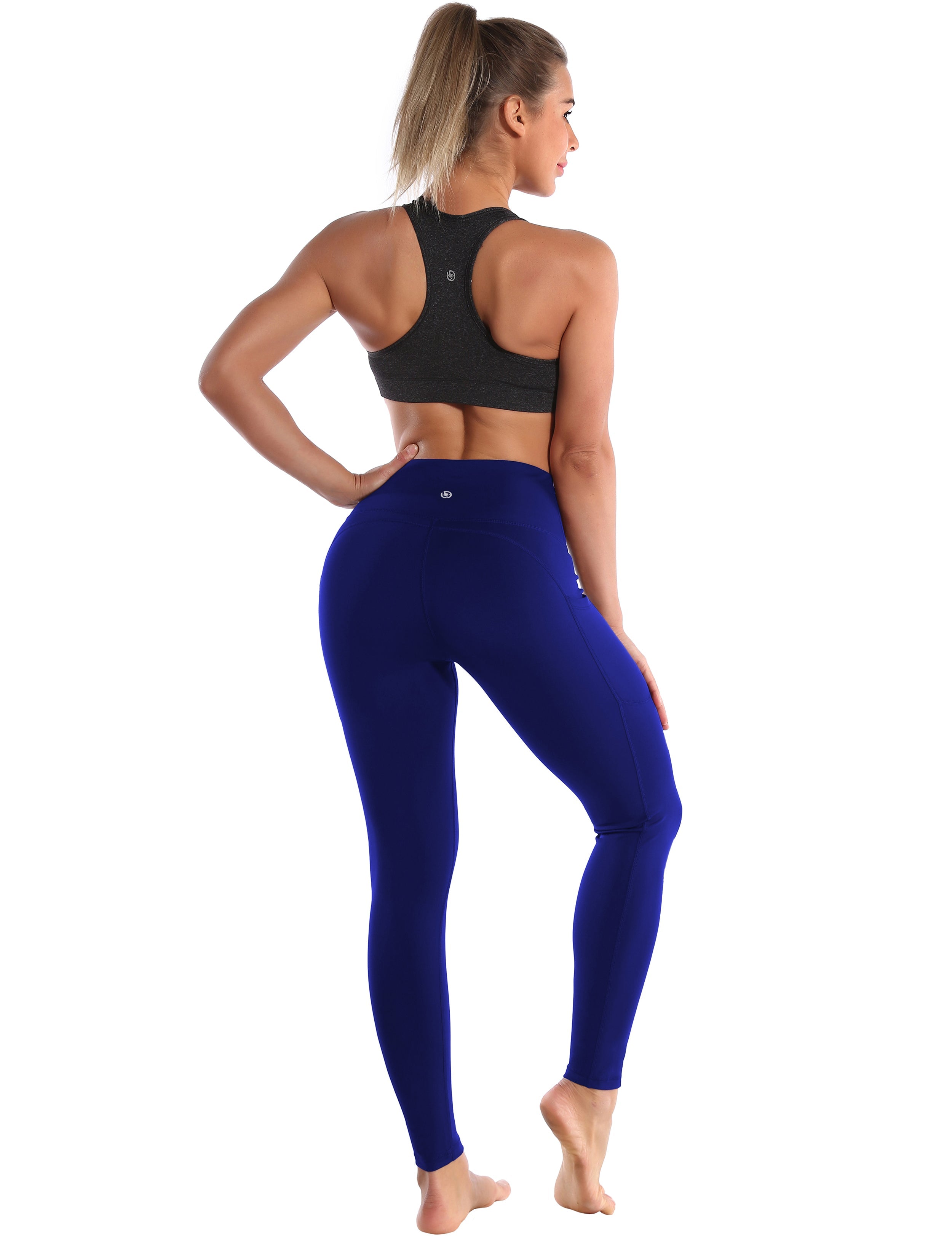 Hip Line Side Pockets Running Pants navy Sexy Hip Line Side Pockets 75%Nylon/25%Spandex Fabric doesn't attract lint easily 4-way stretch No see-through Moisture-wicking Tummy control Inner pocket Two lengths