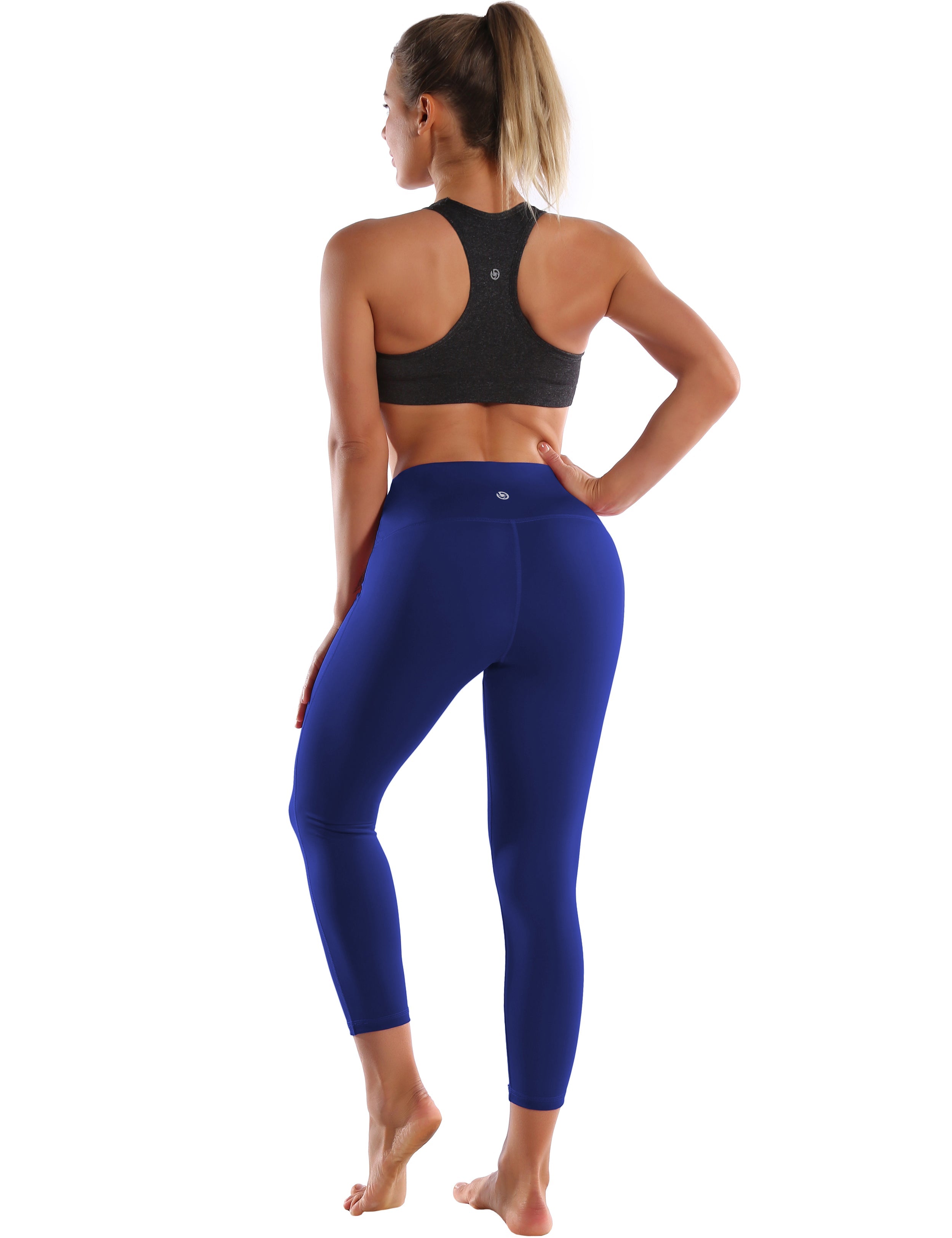 22" High Waist Side Line Capris navy 75%Nylon/25%Spandex Fabric doesn't attract lint easily 4-way stretch No see-through Moisture-wicking Tummy control Inner pocket