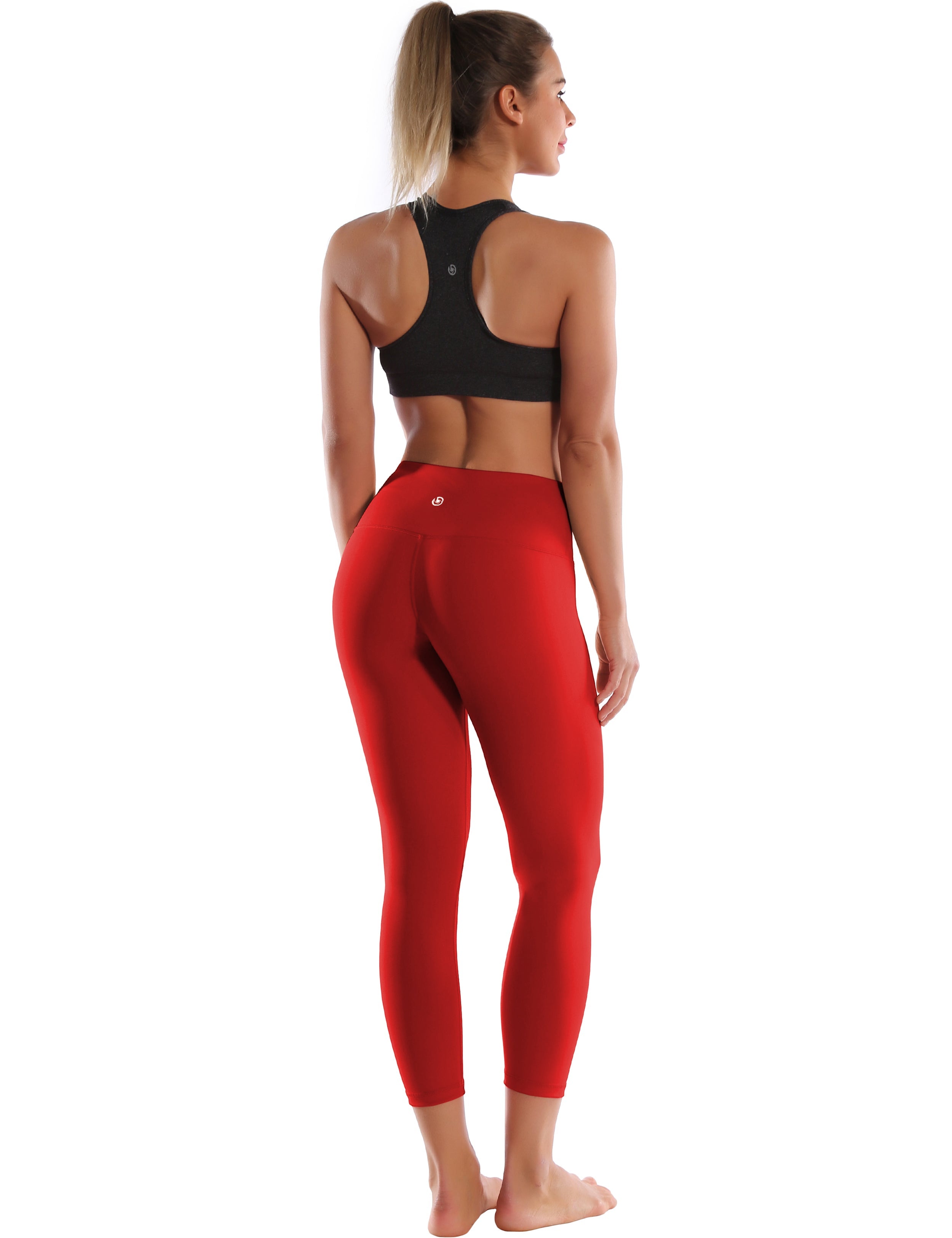 22" High Waist Crop Tight Capris scarlet 75%Nylon/25%Spandex Fabric doesn't attract lint easily 4-way stretch No see-through Moisture-wicking Tummy control Inner pocket
