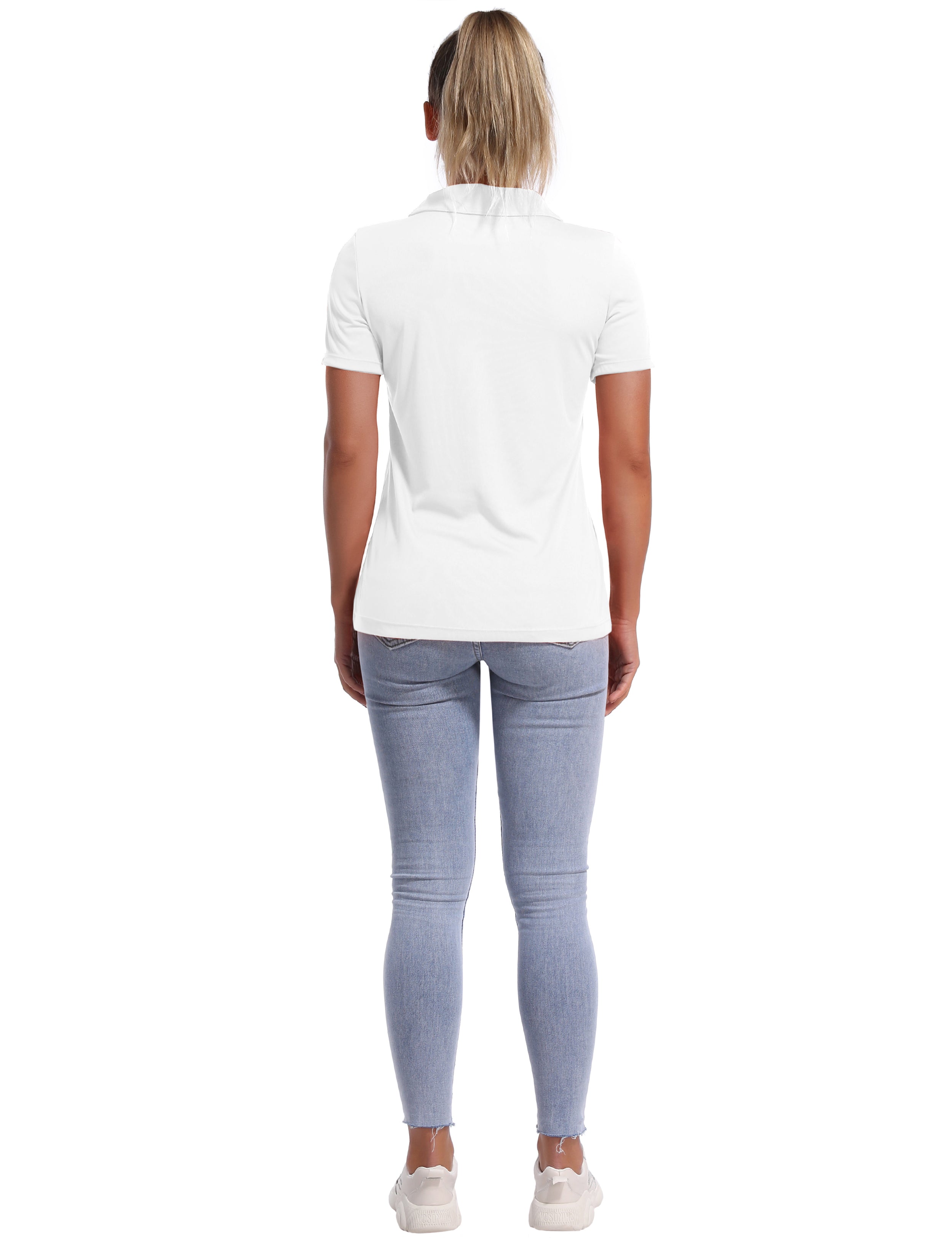 Short Sleeve Slim Fit Polo Shirt white ins_Gym