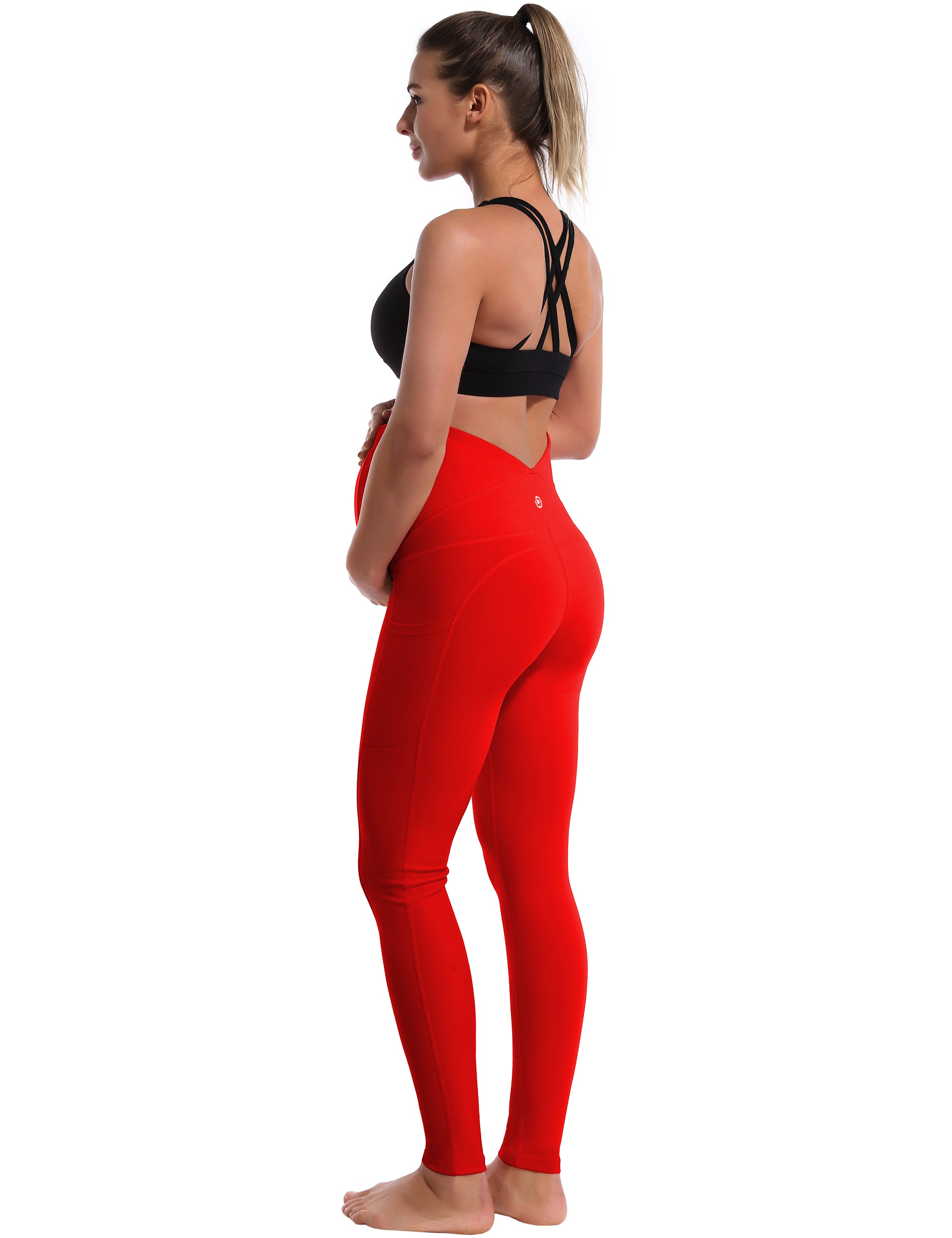 26" Side Pockets Maternity Yoga Pants scarlet 87%Nylon/13%Spandex Softest-ever fabric High elasticity 4-way stretch Fabric doesn't attract lint easily No see-through Moisture-wicking Machine wash